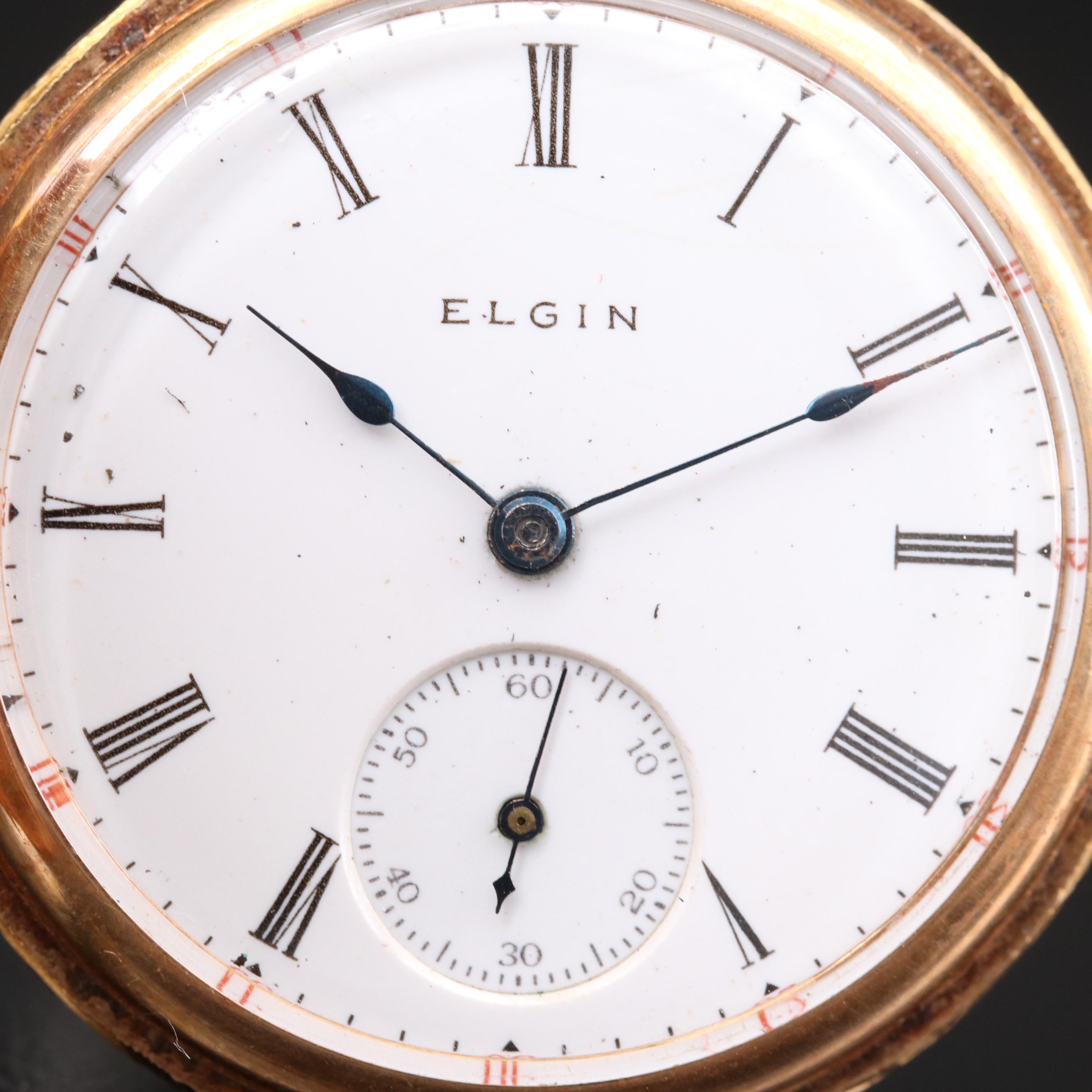 14K Gold Elgin Hunting Case Pocket Watch, 1908