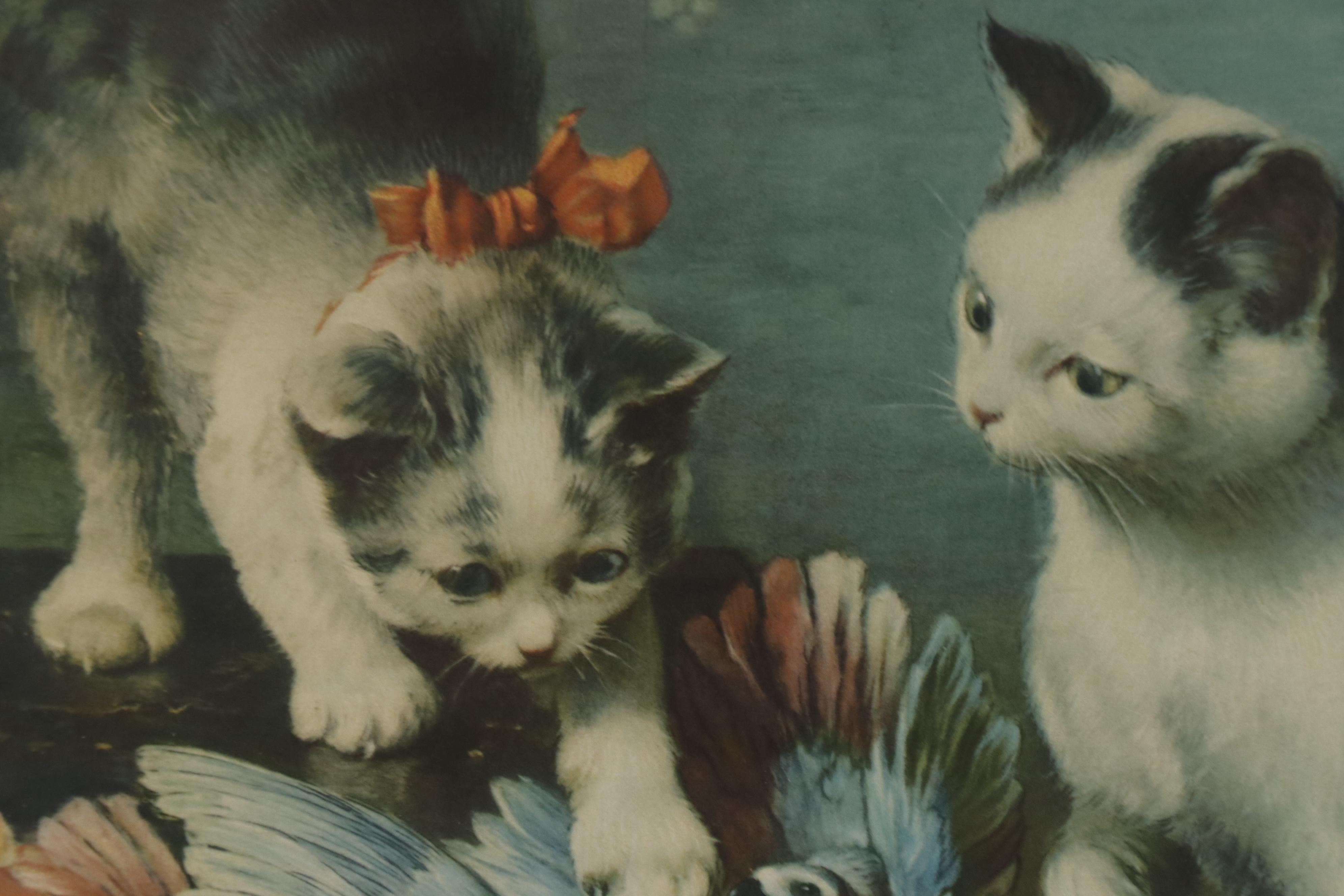 Offset Lithograph after Carl Reichert of Playing Kittens