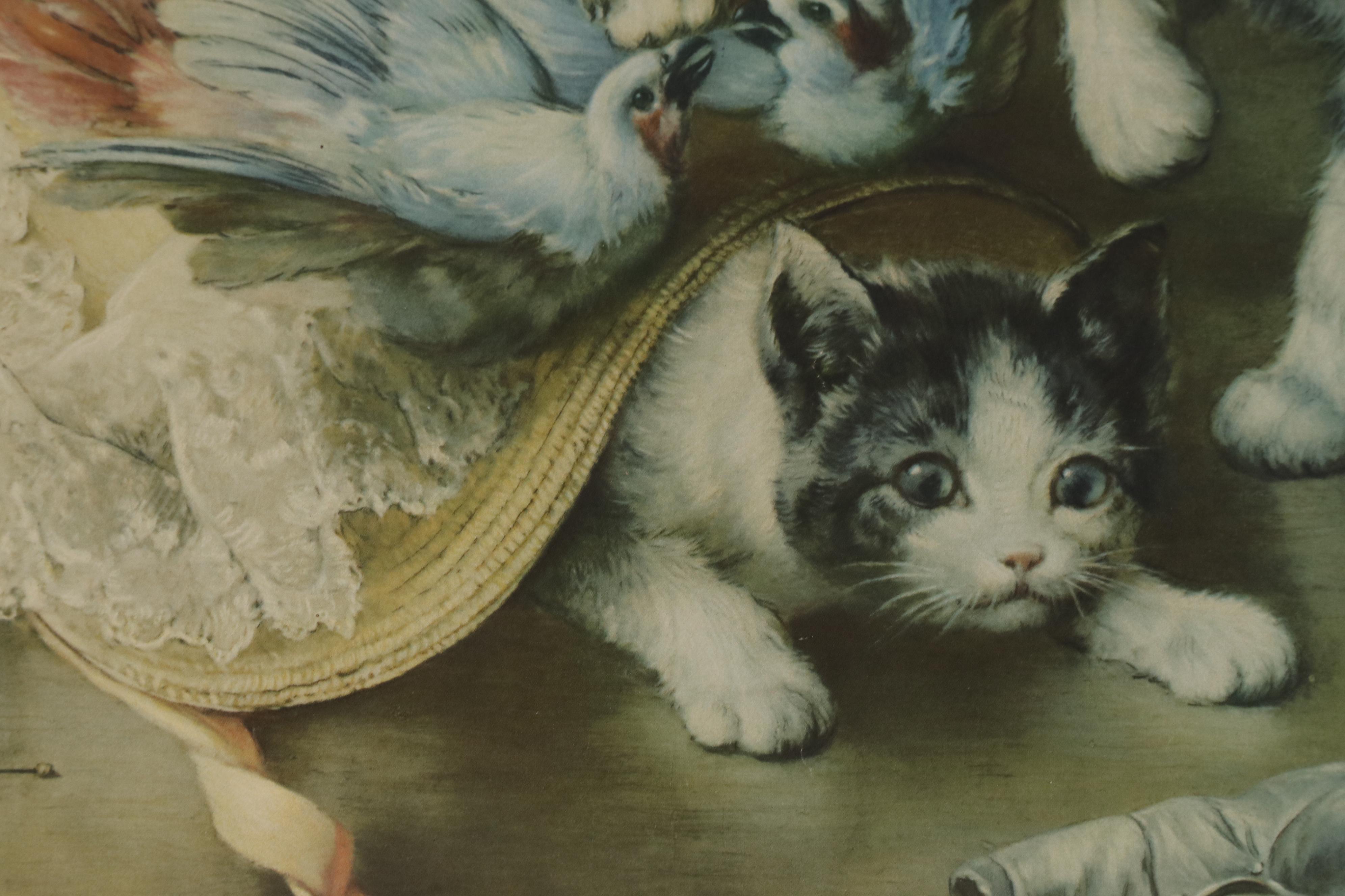 Offset Lithograph after Carl Reichert of Playing Kittens