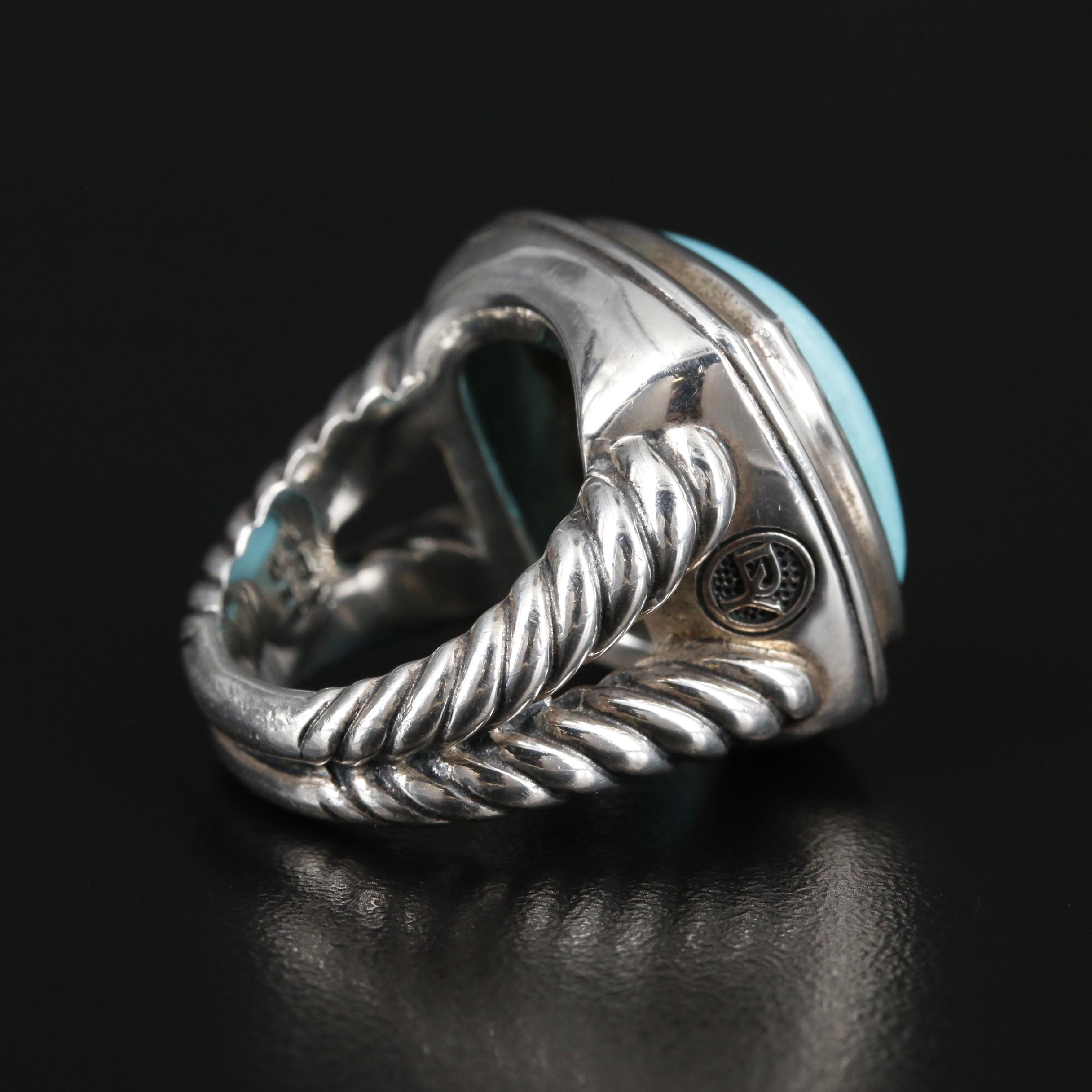 David Yurman "Albion" Sterling Turquoise Ring