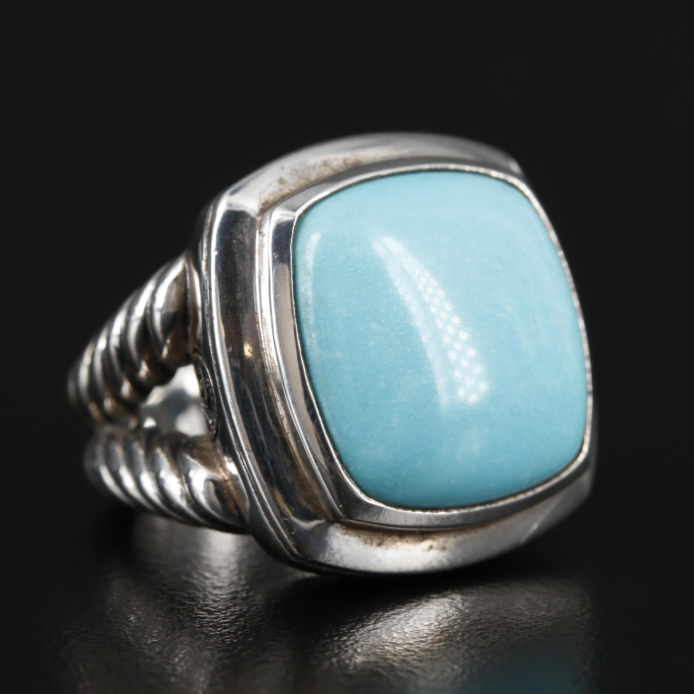 David Yurman "Albion" Sterling Turquoise Ring