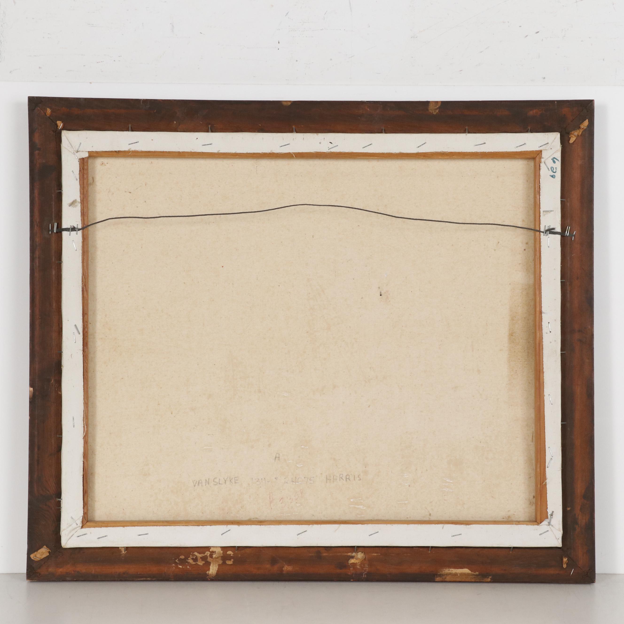 P. Wong Oil Painting of Southeat Asian Junk Boats in Harbor