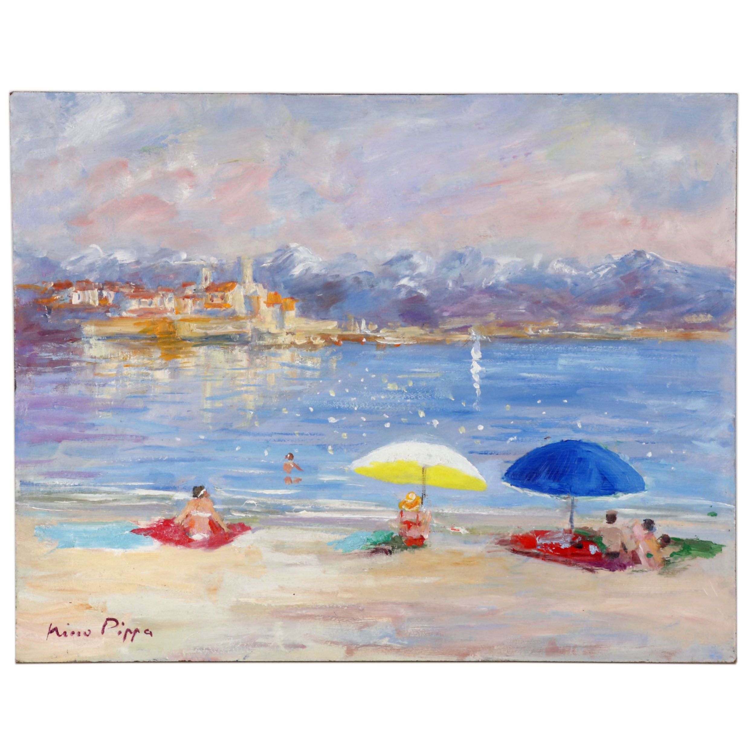 Nino Pippa Oil Painting "Provence - Monet's Favorite Beach in Cap d'Atibes"