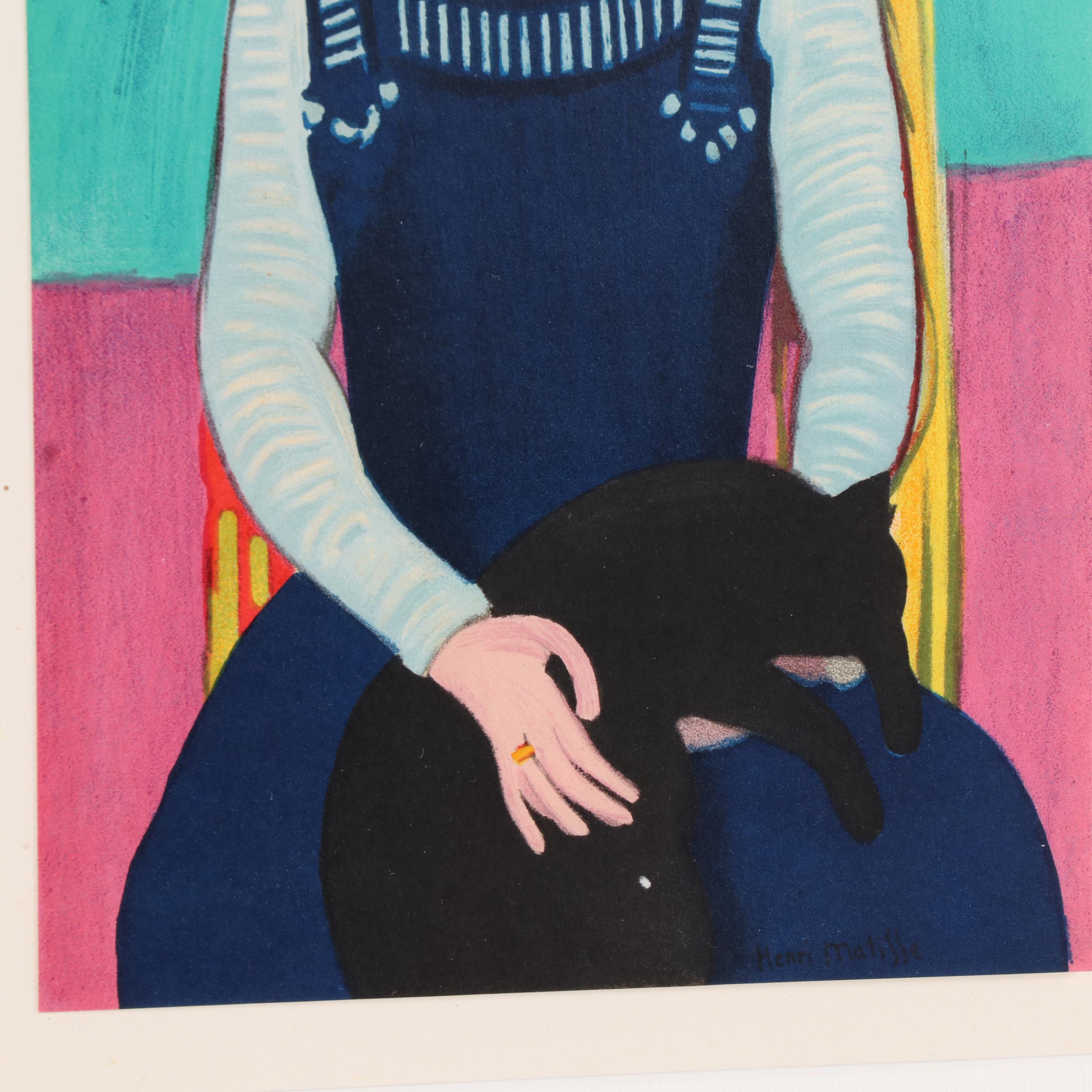 Color Lithograph after Henri Matisse "Marguerite au Chat Noir", 1954