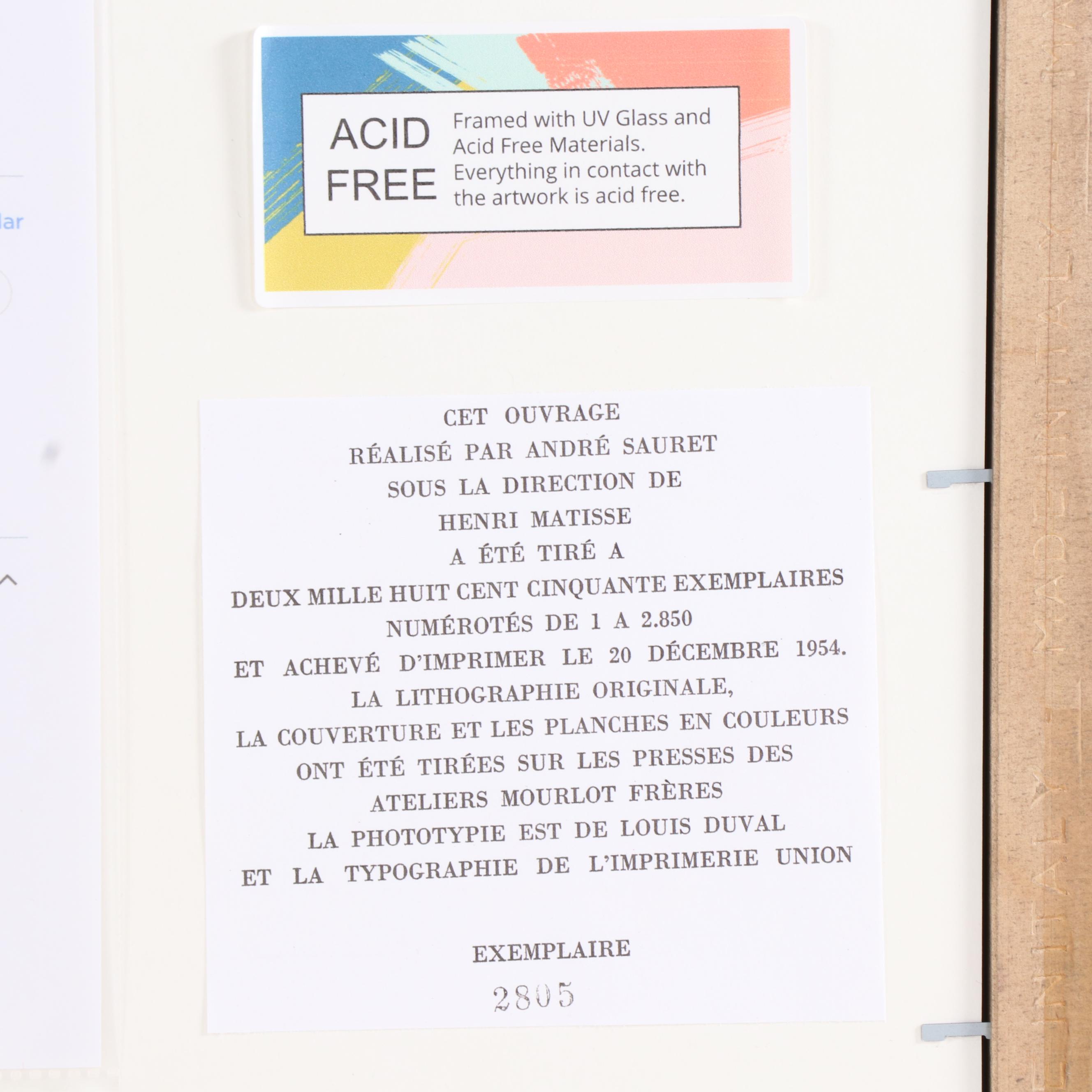 Color Lithograph after Henri Matisse "Marguerite au Chat Noir", 1954