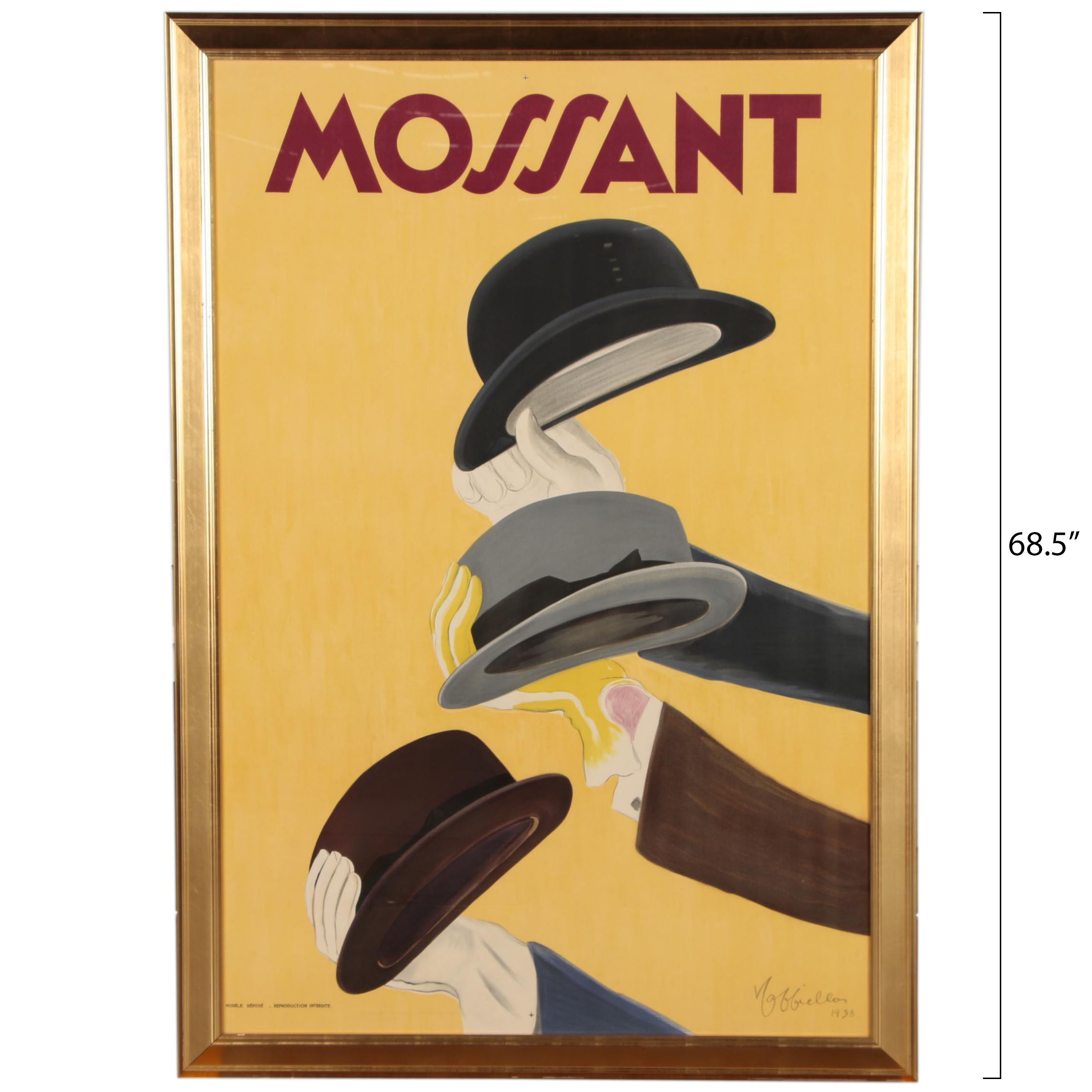 Leonetto Cappiello Lithographic Poster for Mossant Hats, 1938