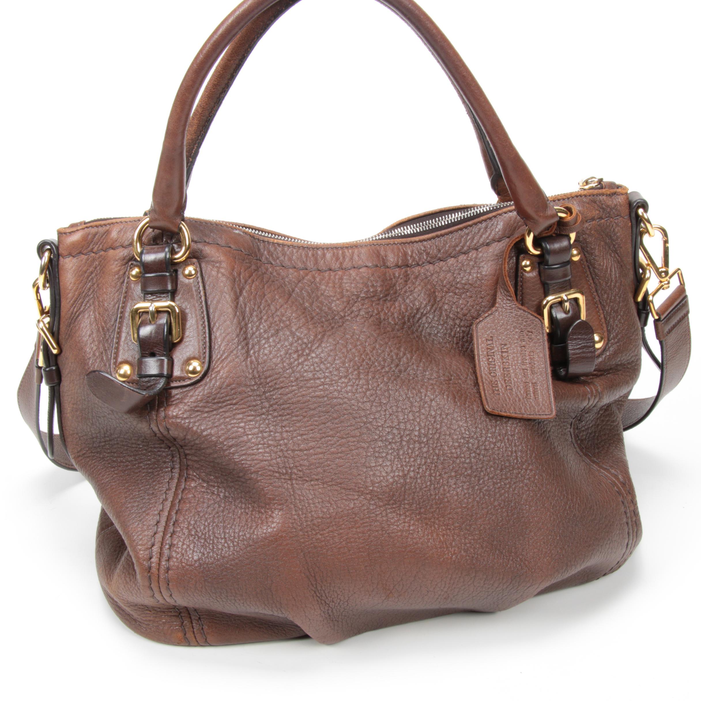 Prada Brown Vitello Daino Leather Convertible Shoulder Bag