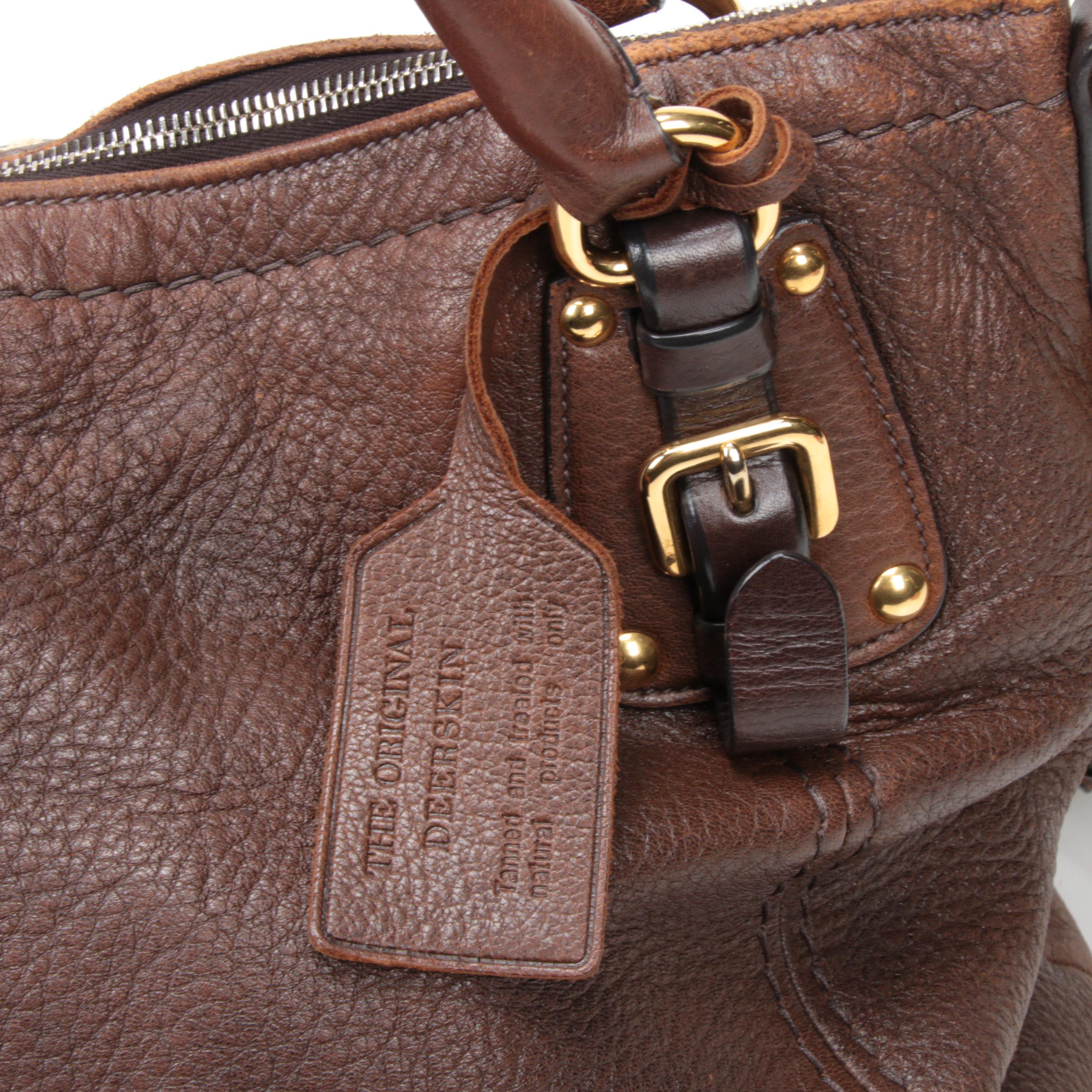 Prada Brown Vitello Daino Leather Convertible Shoulder Bag