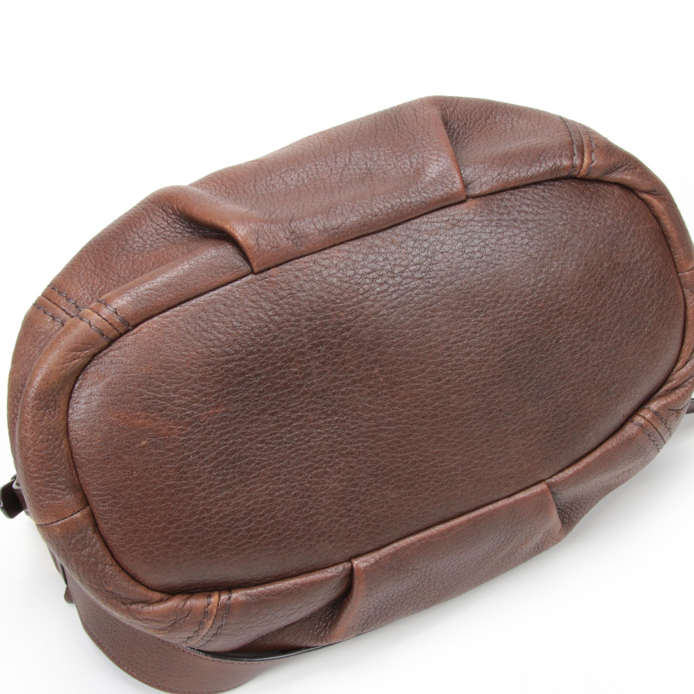 Prada Brown Vitello Daino Leather Convertible Shoulder Bag