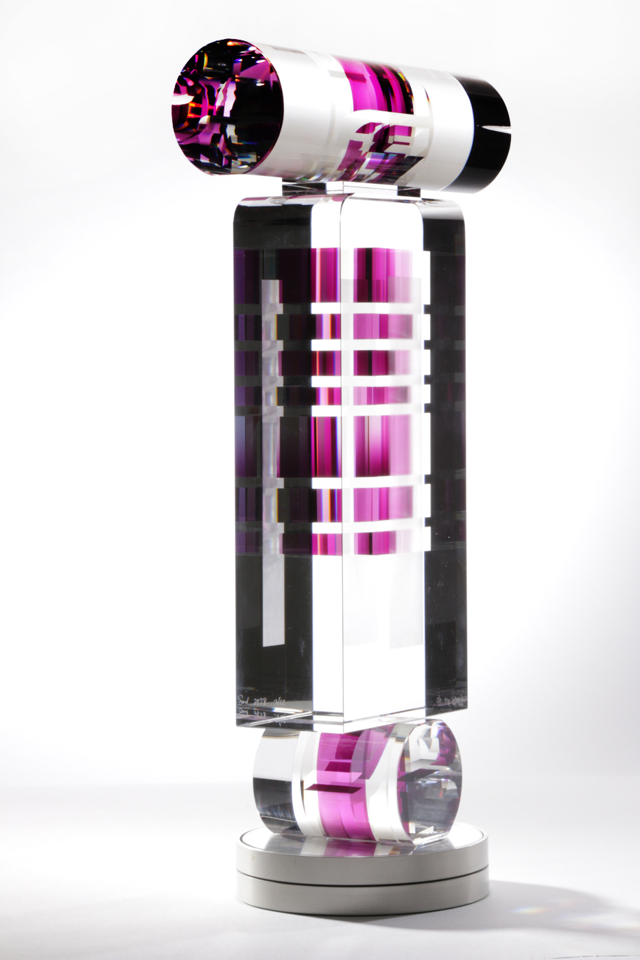 Toland Peter Sand Dichroic Art Glass Sculpture "Oriented Rose", 2012