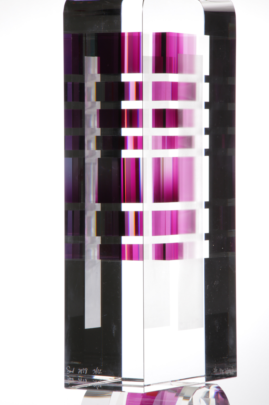 Toland Peter Sand Dichroic Art Glass Sculpture "Oriented Rose", 2012