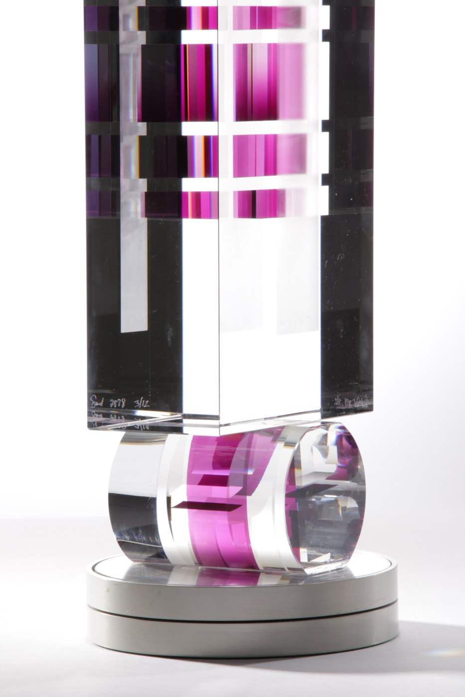 Toland Peter Sand Dichroic Art Glass Sculpture "Oriented Rose", 2012