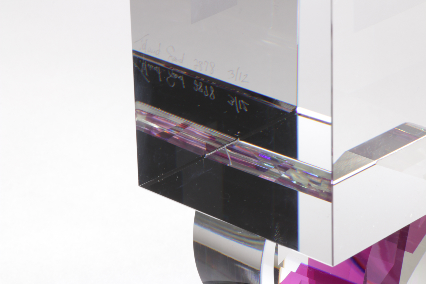 Toland Peter Sand Dichroic Art Glass Sculpture "Oriented Rose", 2012