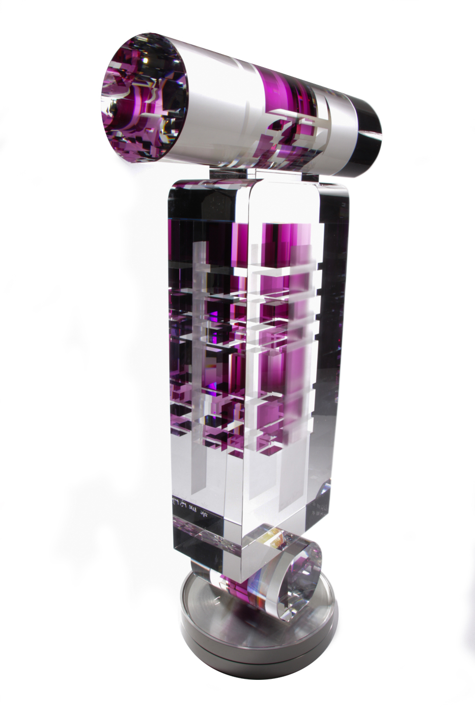 Toland Peter Sand Dichroic Art Glass Sculpture "Oriented Rose", 2012