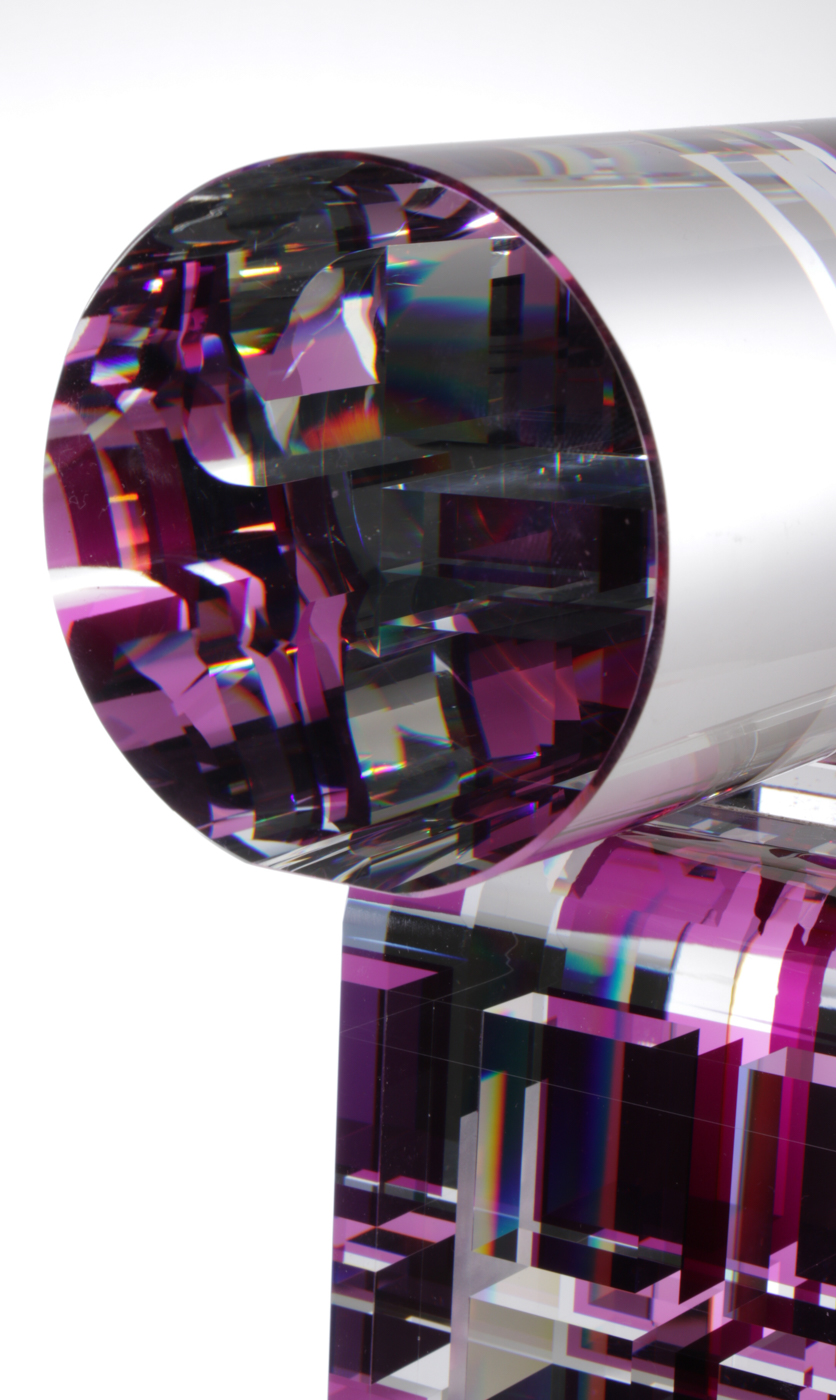 Toland Peter Sand Dichroic Art Glass Sculpture "Oriented Rose", 2012