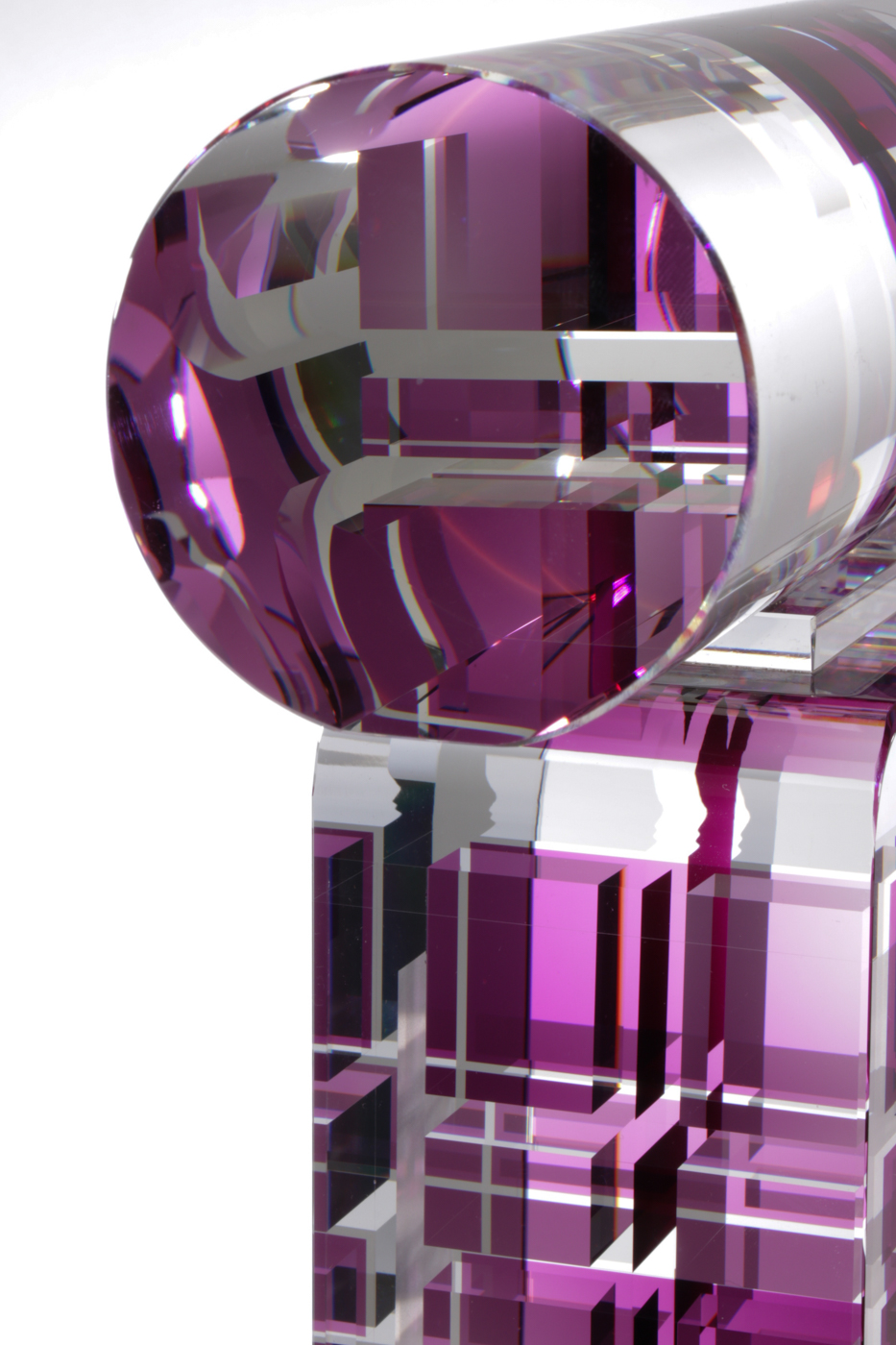 Toland Peter Sand Dichroic Art Glass Sculpture "Oriented Rose", 2012