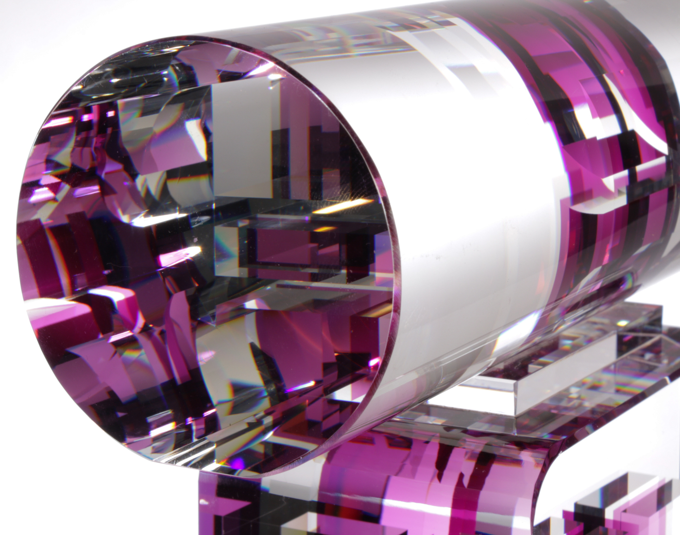 Toland Peter Sand Dichroic Art Glass Sculpture "Oriented Rose", 2012