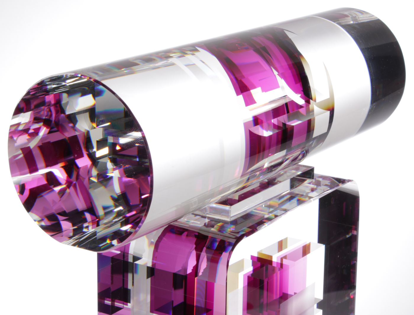 Toland Peter Sand Dichroic Art Glass Sculpture "Oriented Rose", 2012