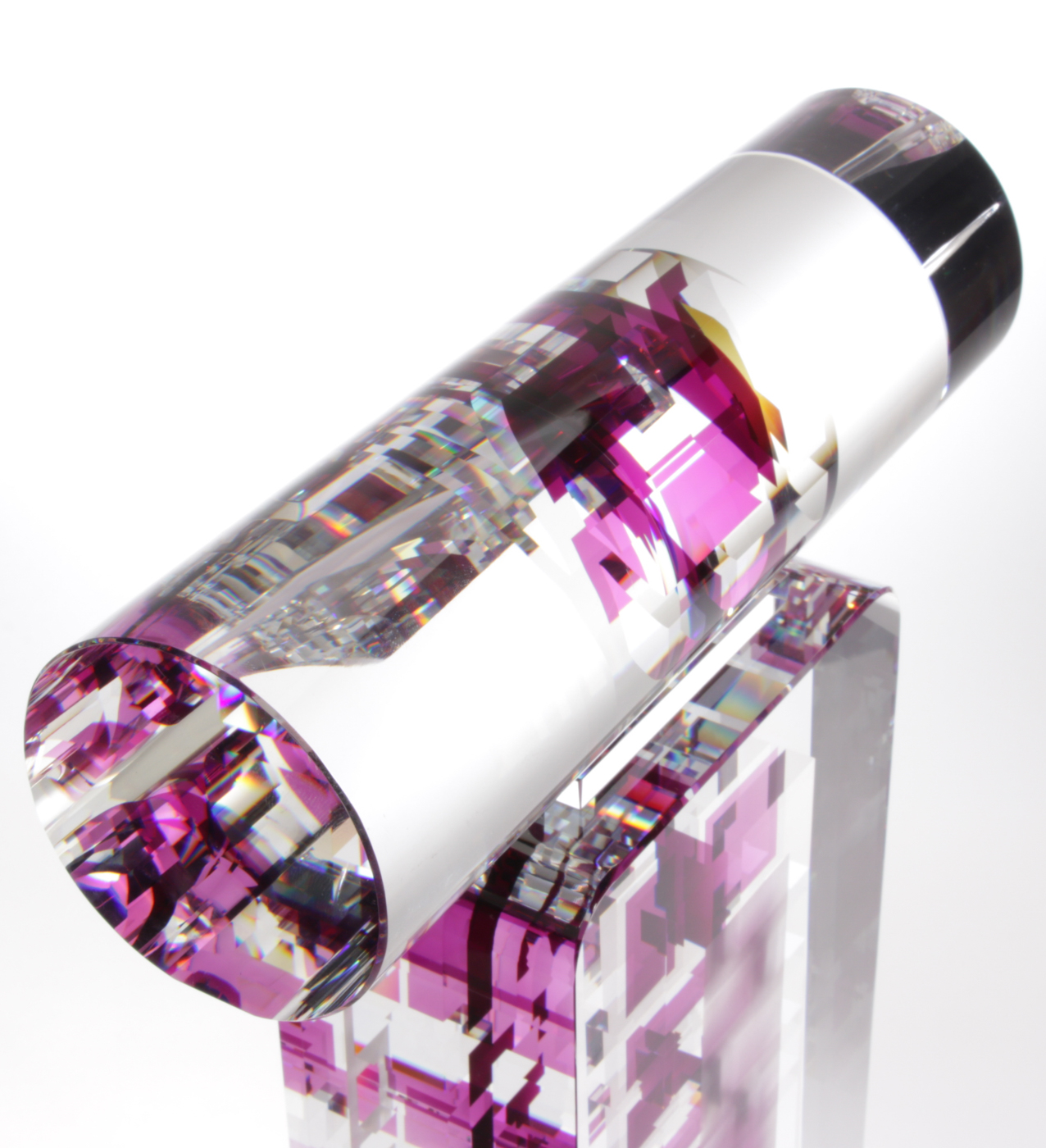 Toland Peter Sand Dichroic Art Glass Sculpture "Oriented Rose", 2012