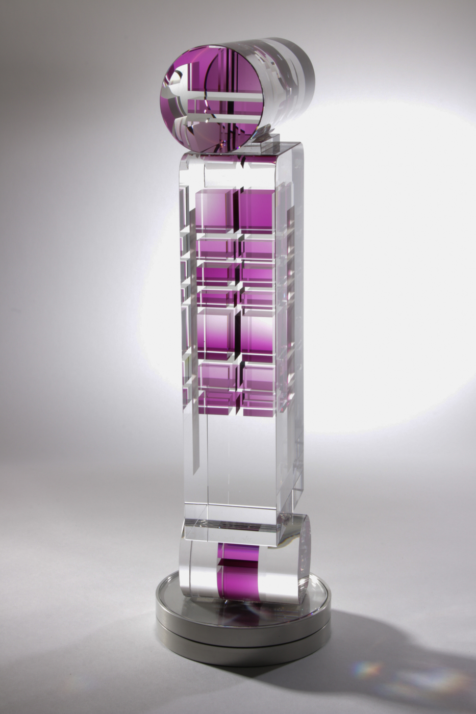 Toland Peter Sand Dichroic Art Glass Sculpture "Oriented Rose", 2012