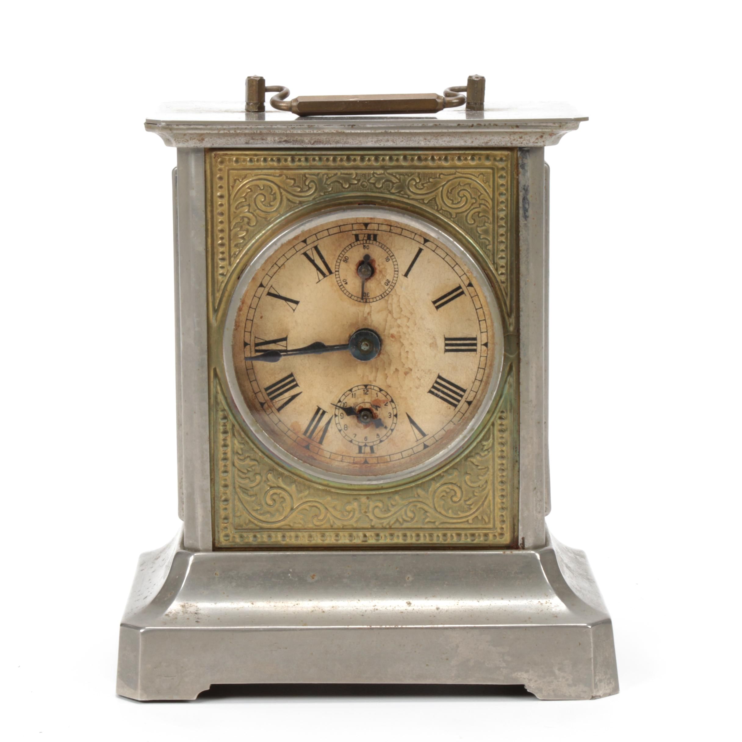 German Junghans Style Embossed Musical Carriage Clock, Early 20th Century
