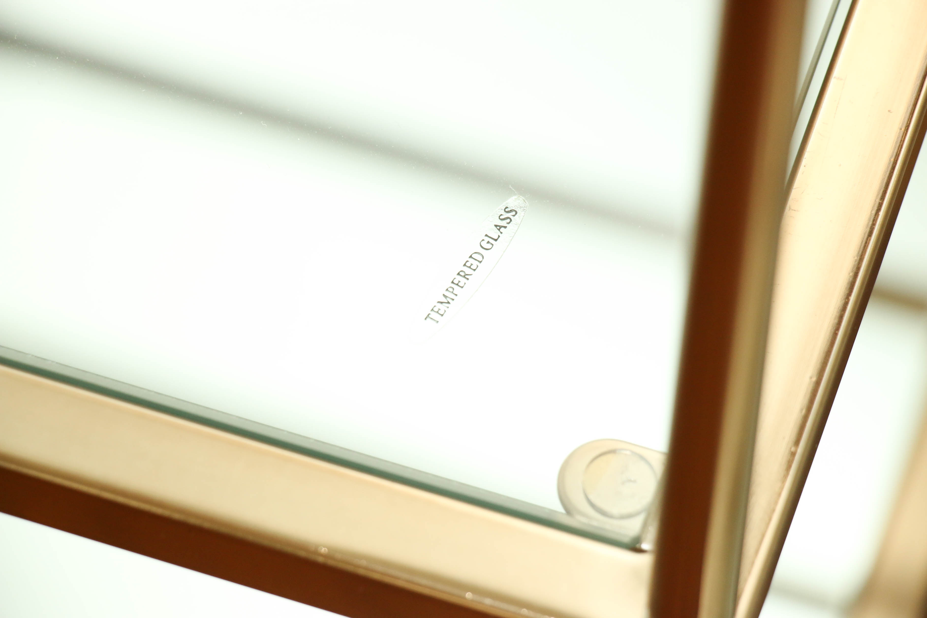 Pair of Gold-Tone Metal Three-Tier Side Tables with Clear and Mirrored Glass