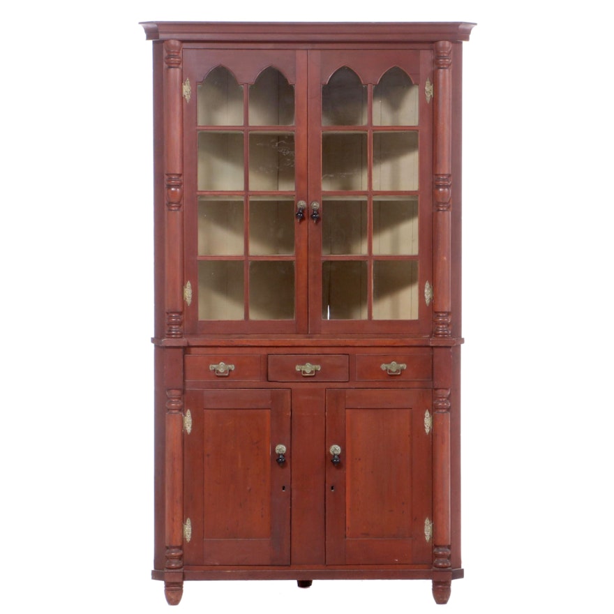 American Late Federal Cherry Corner Cupboard, Circa 1840