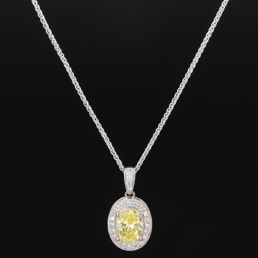 18K and 14K Gold Diamond Necklace with GIA Report