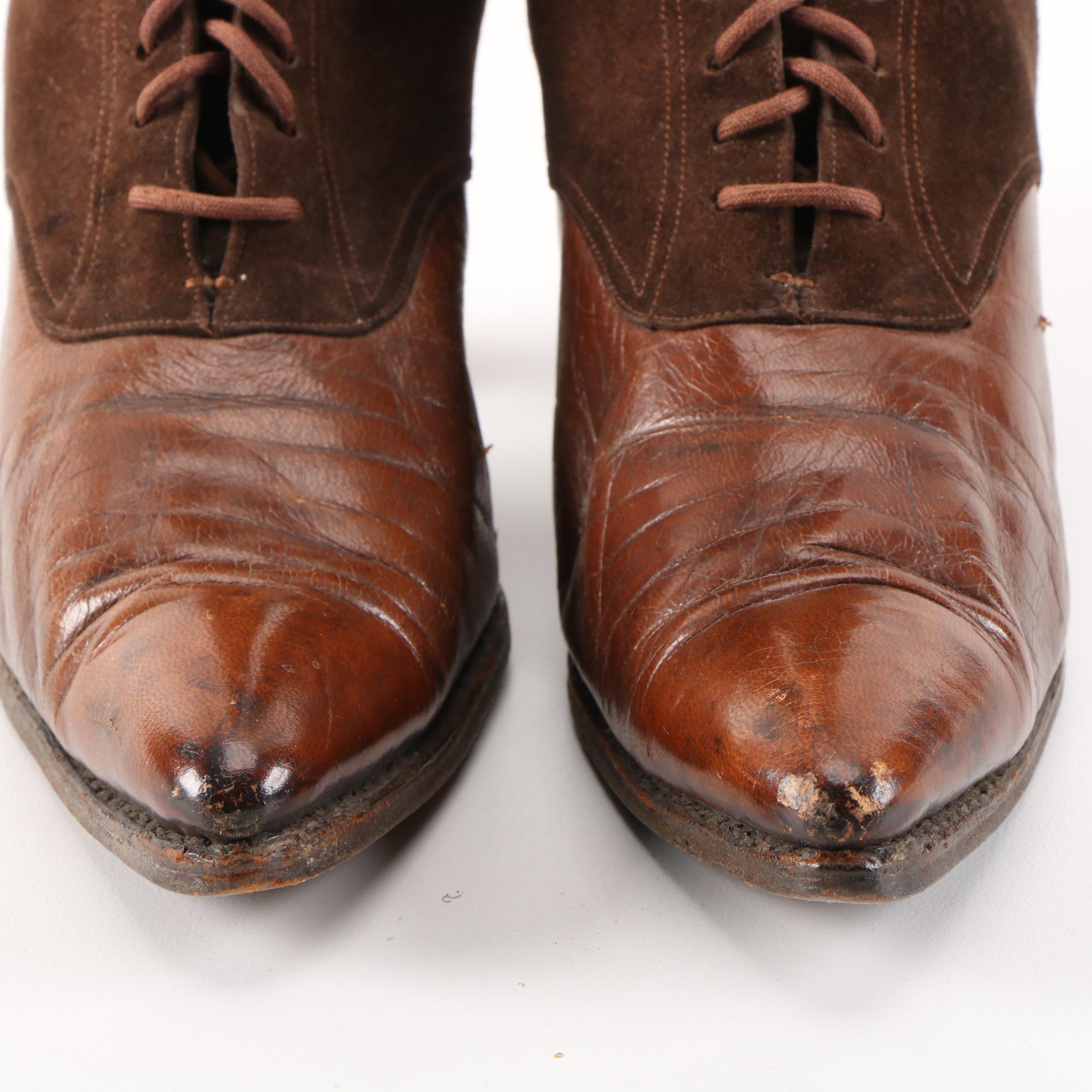 Oppenheim Collins & Company Spool Heel Lace-Up Boots, Early 20th Century