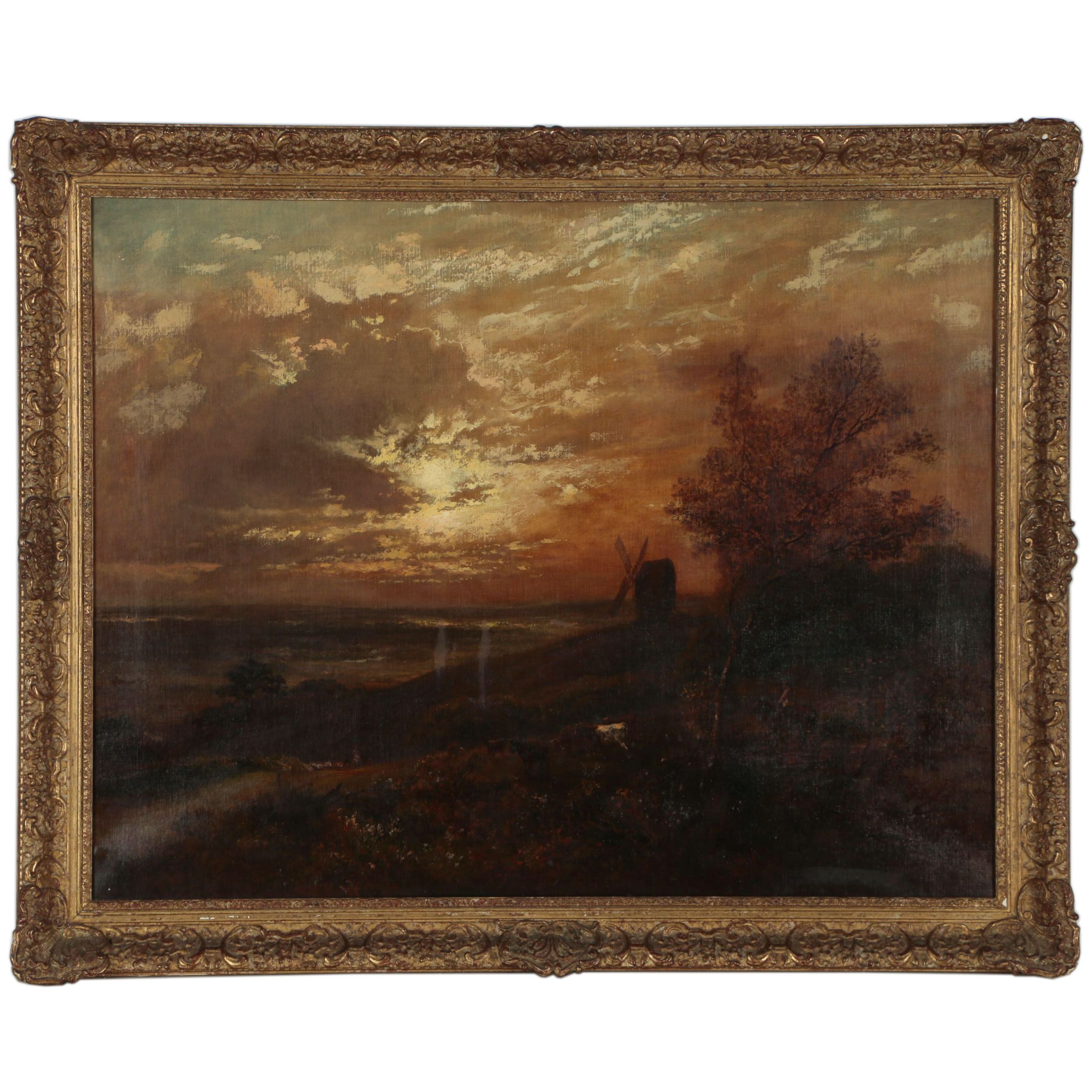 Pastoral Landscape Oil Painting, Late 19th Century