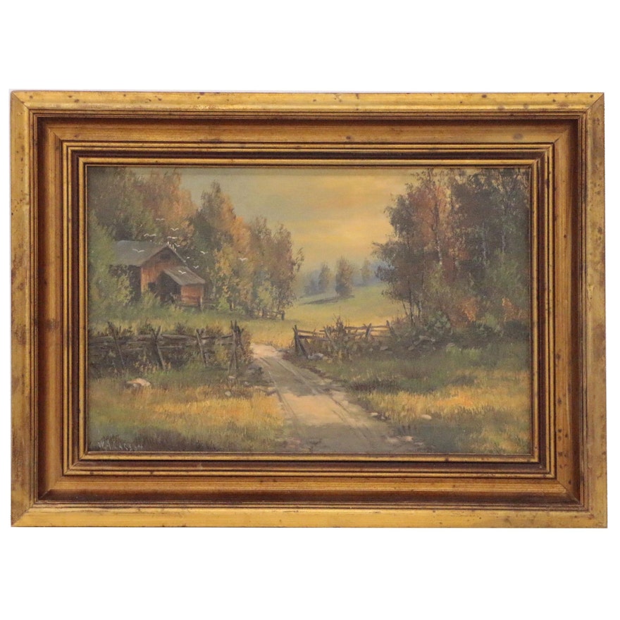 William A. Carson Rural Landscape Oil Painting, Early 20th Century