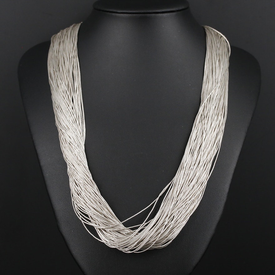 Liquid Sterling Silver 100 Strand Necklace