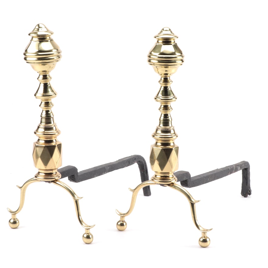 Georgian Style Brass Andirons