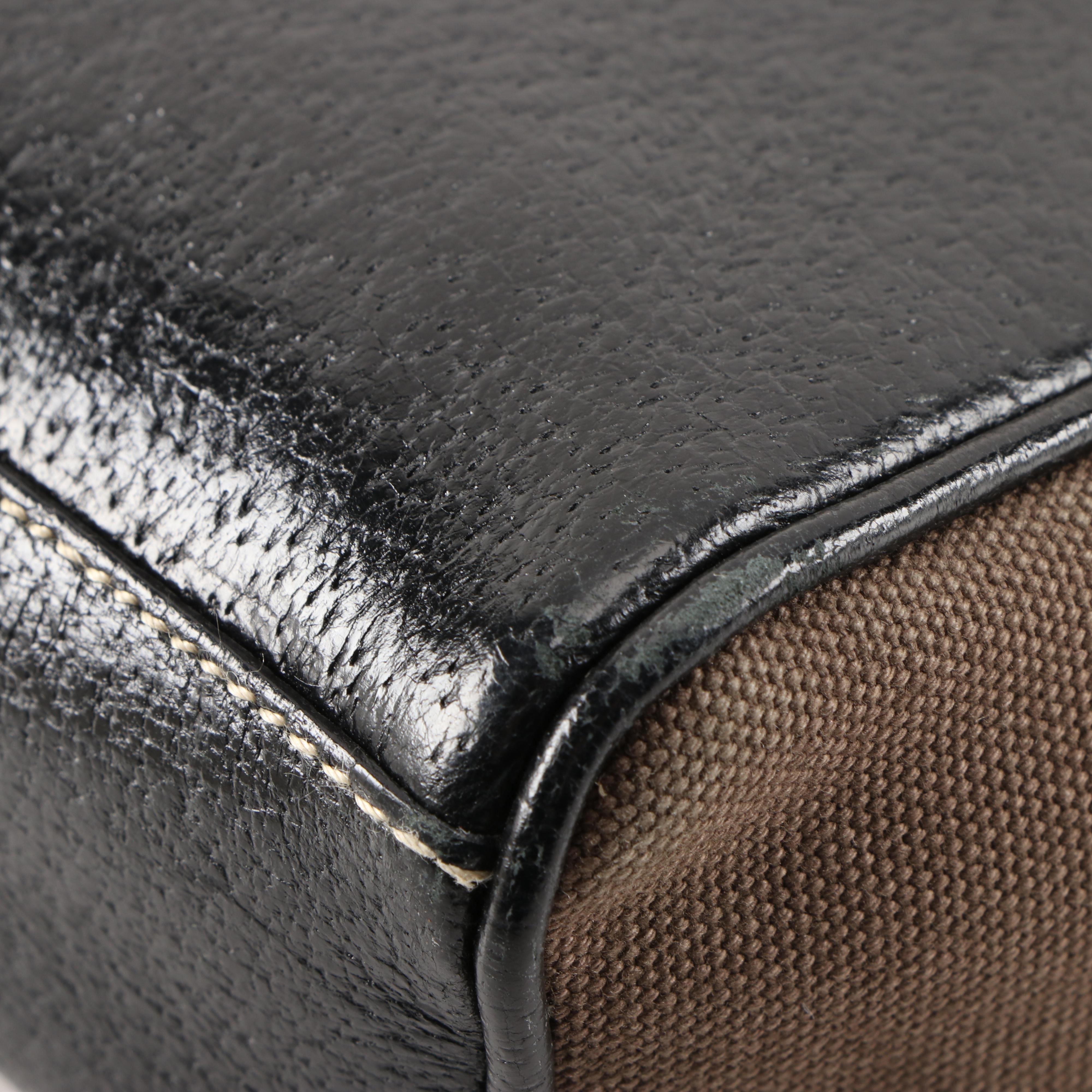 Prada Tote in Fumo Canapa Canvas and Nero Cinghiale Leather Trim