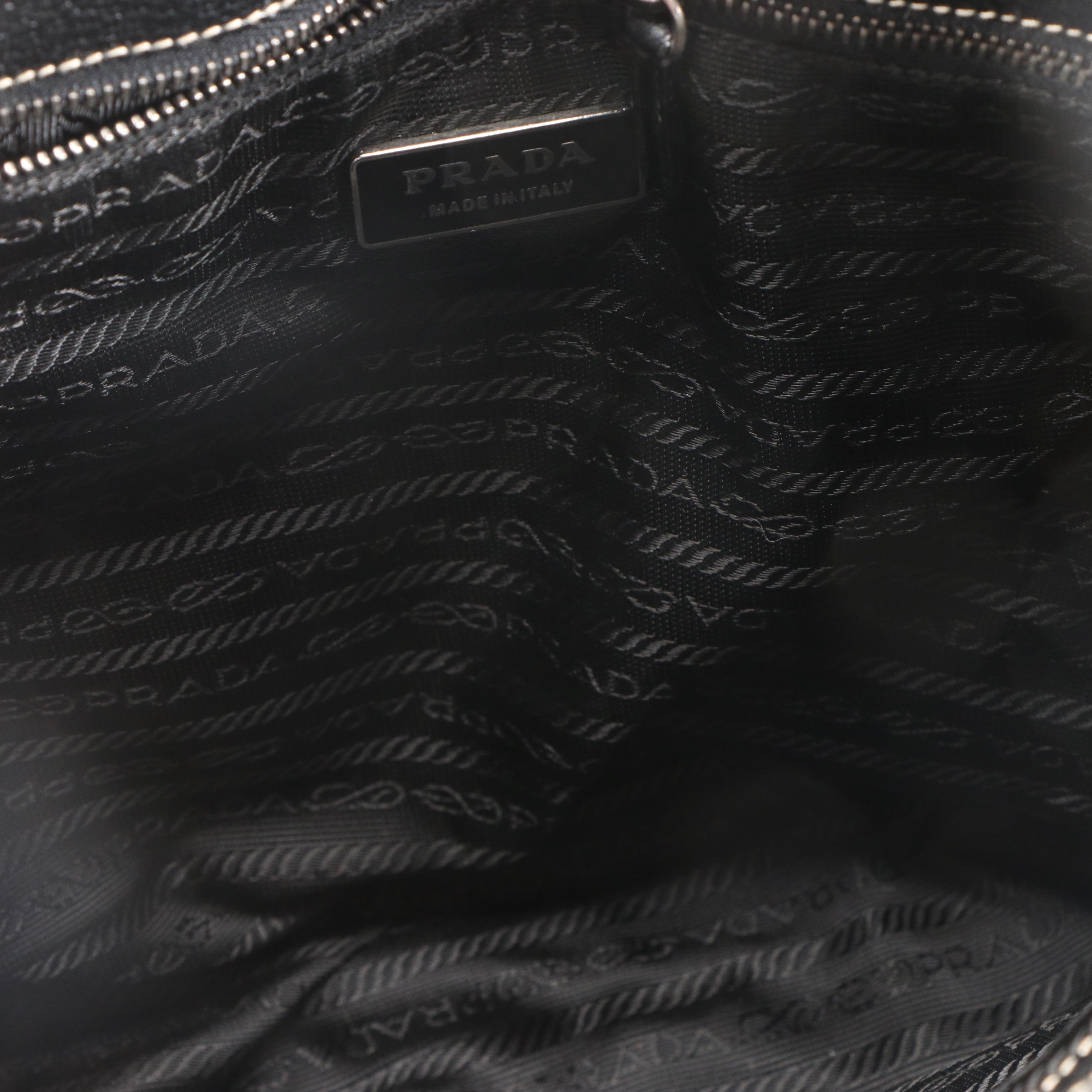 Prada Tote in Fumo Canapa Canvas and Nero Cinghiale Leather Trim