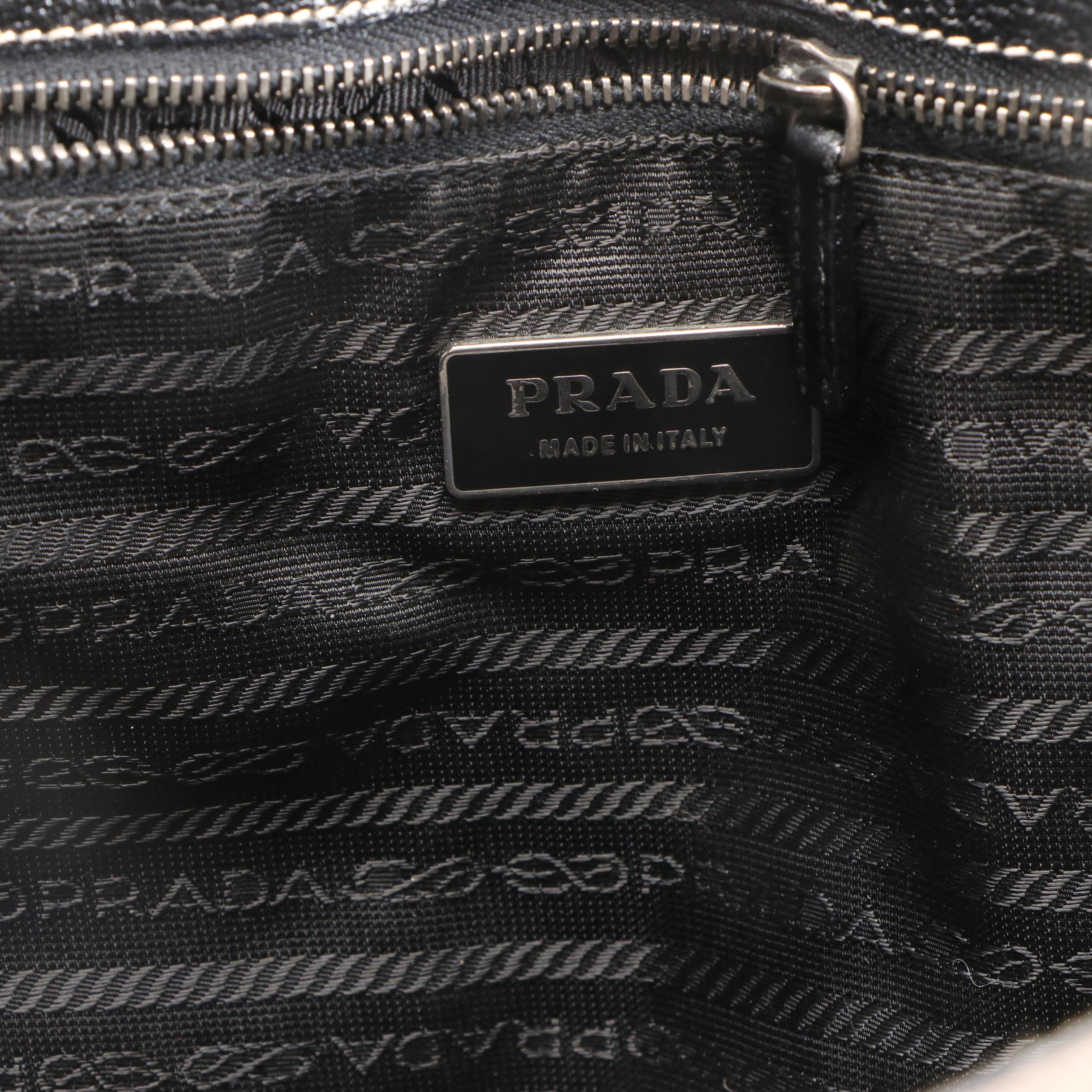 Prada Tote in Fumo Canapa Canvas and Nero Cinghiale Leather Trim