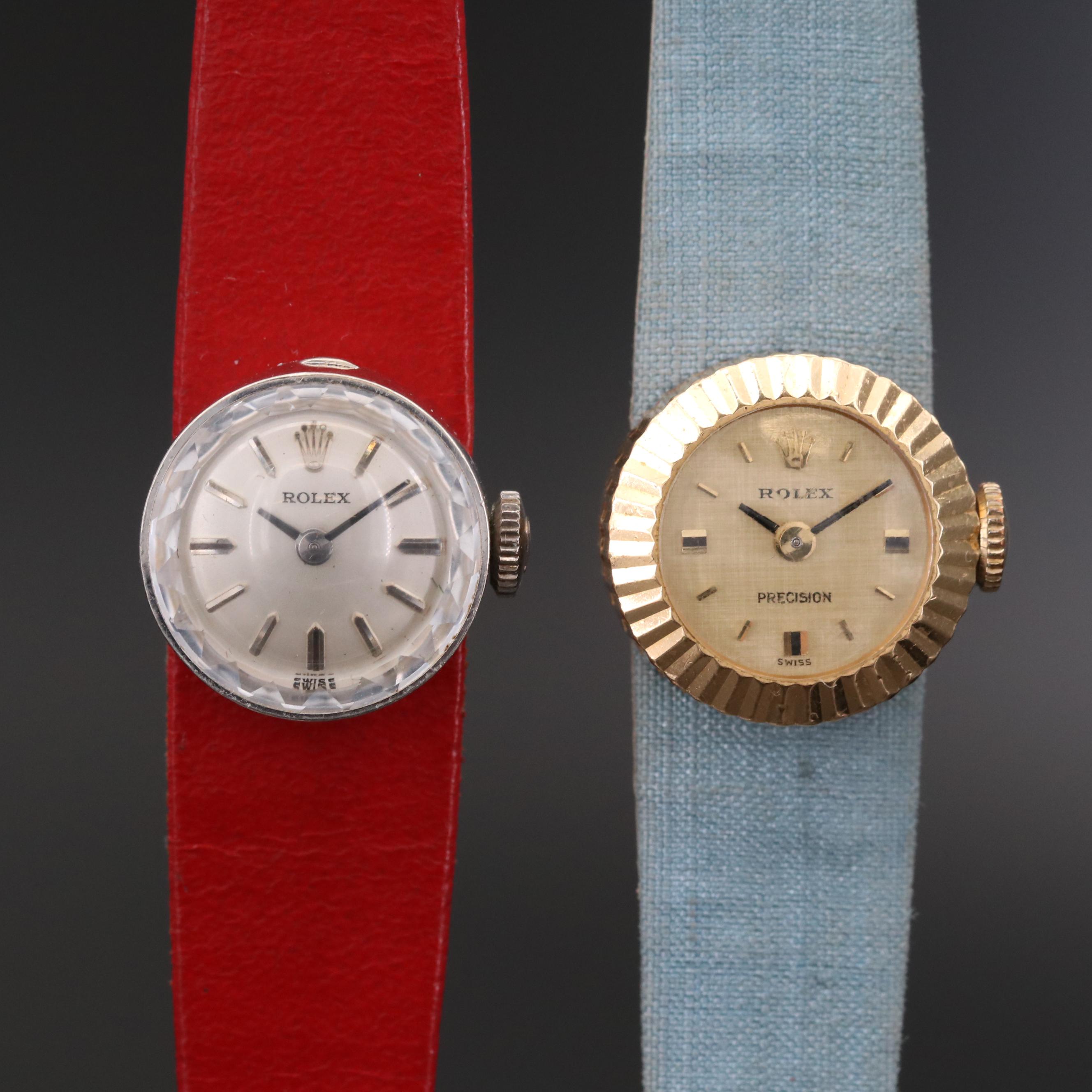 Pair of Rolex Orchid Chameleon  Watches in 18K Yellow and 14K White Gold