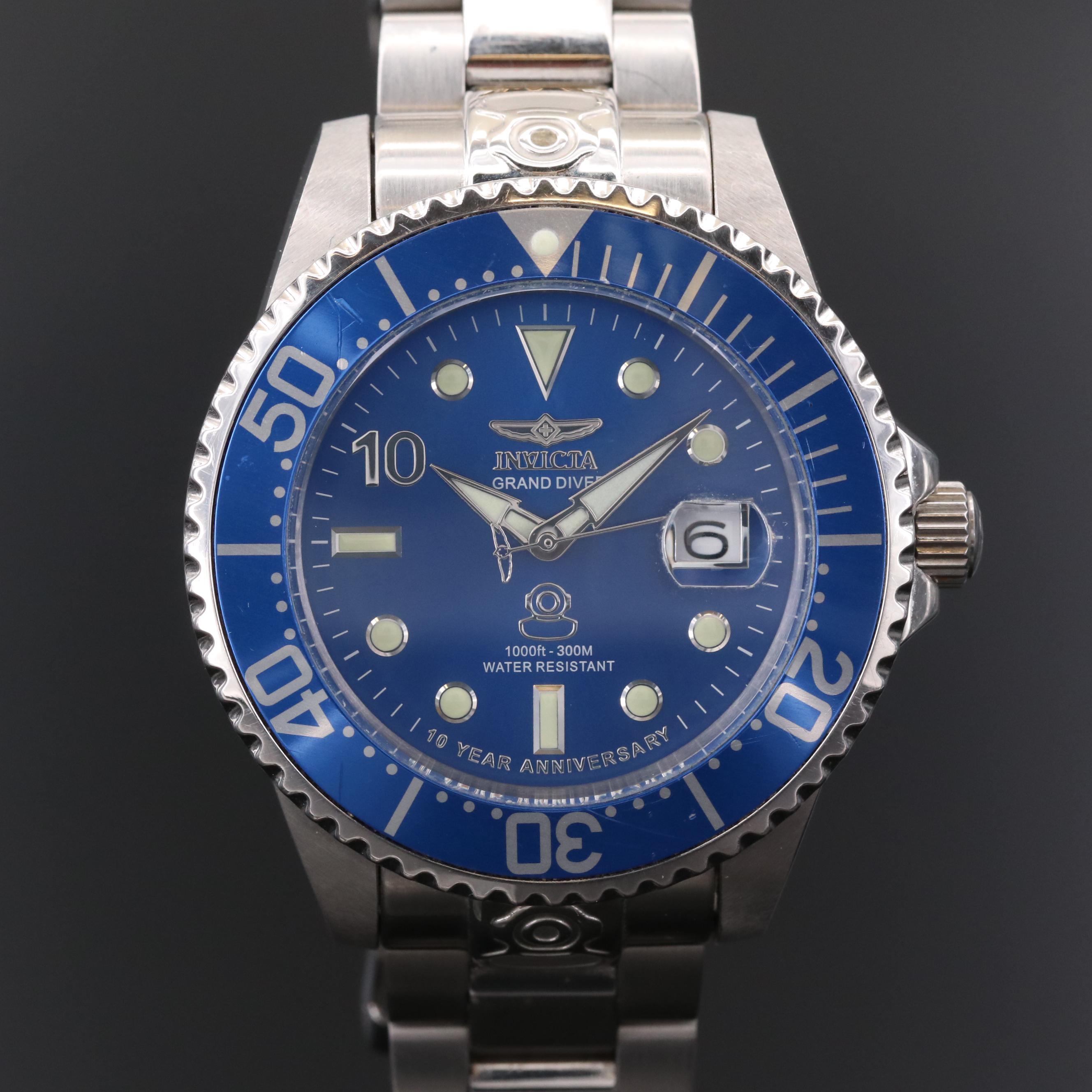 Invicta Gand Diver 10 Year Anniversary Stainless Steel Automatic Watch