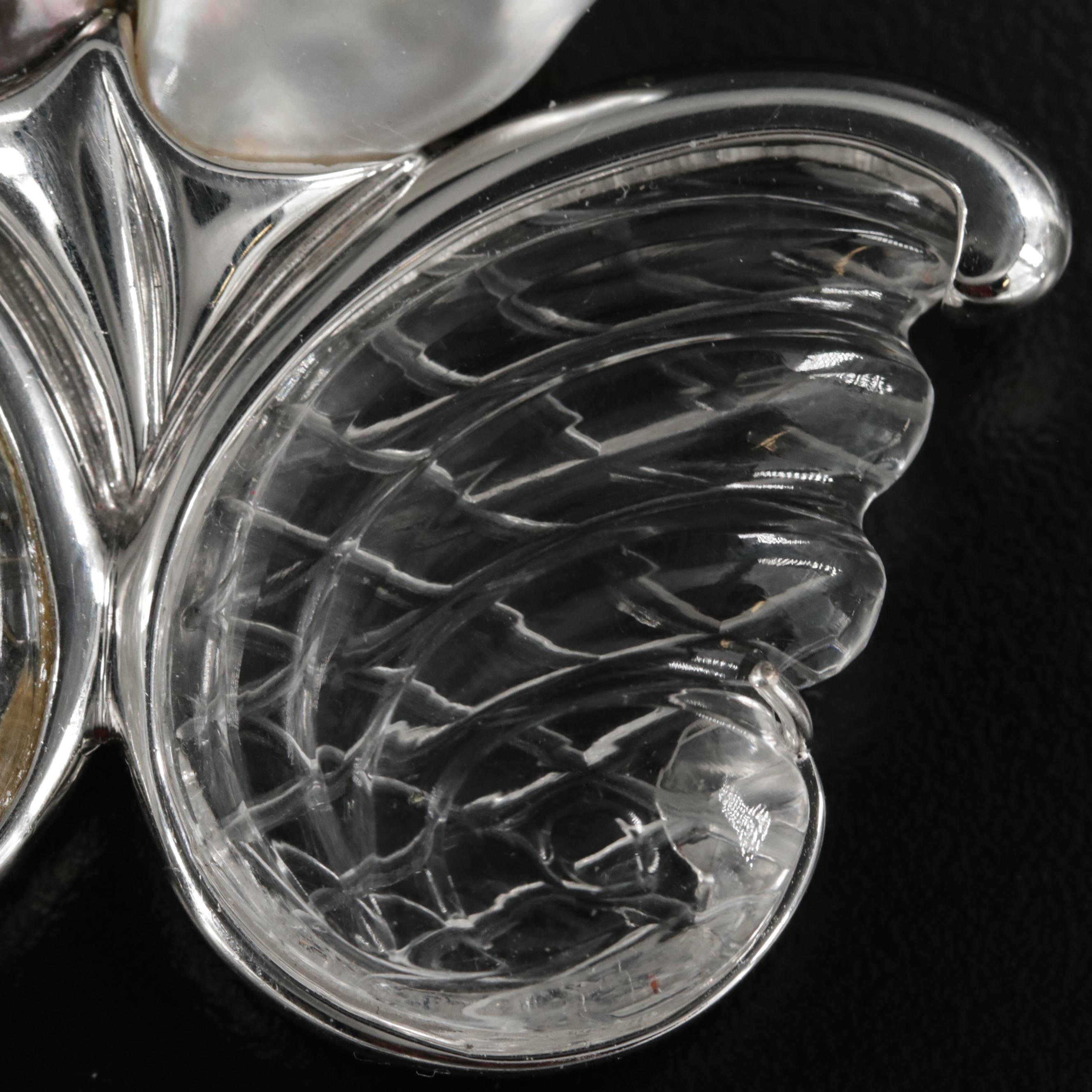 Tony White 18K Gold Rock Quartz Crystal and Pearl Brooch