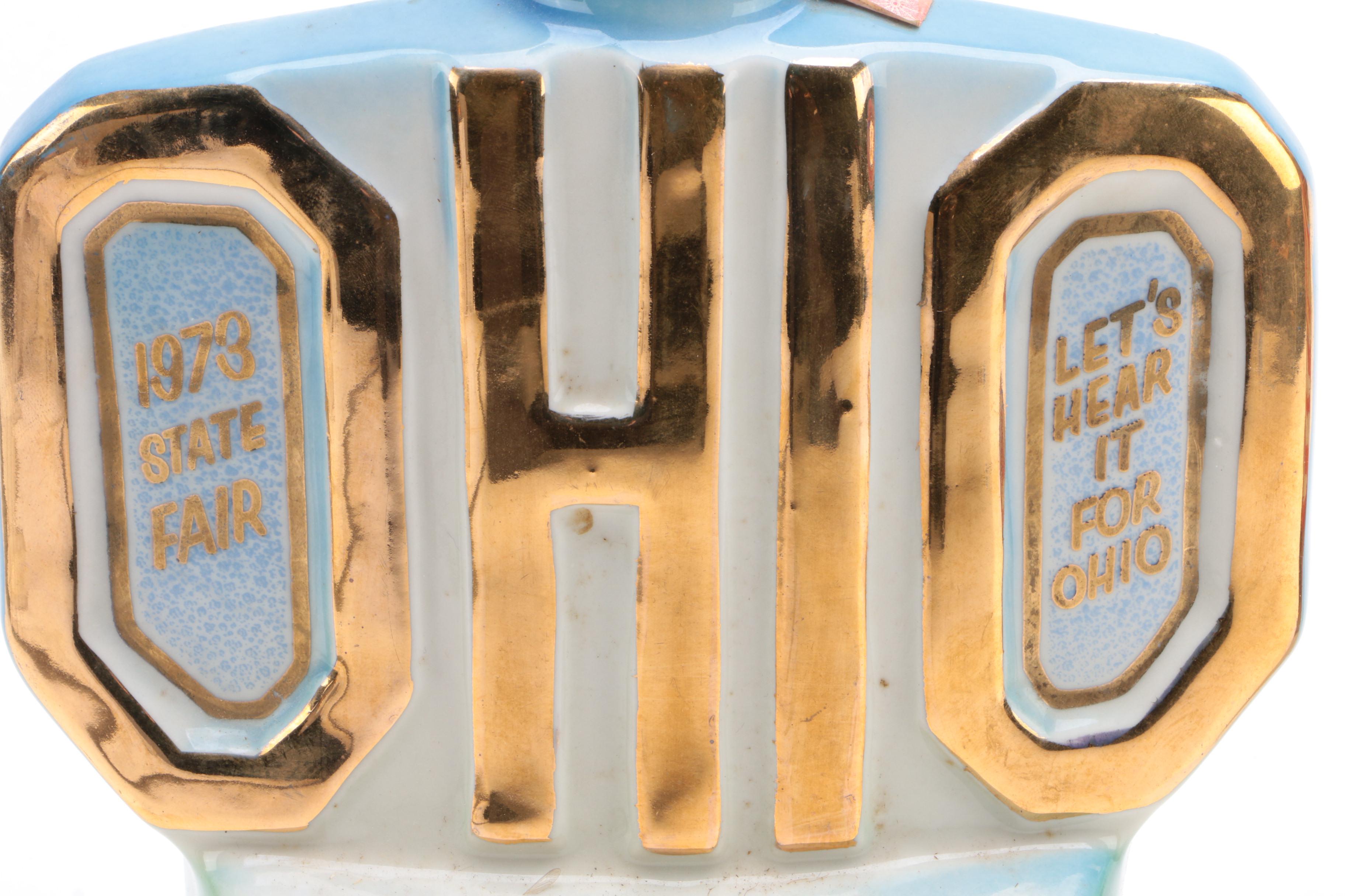 Jim Beam, and McCormick Ceramic Whiskey Decanters with Betsy Ross Sewing Flag