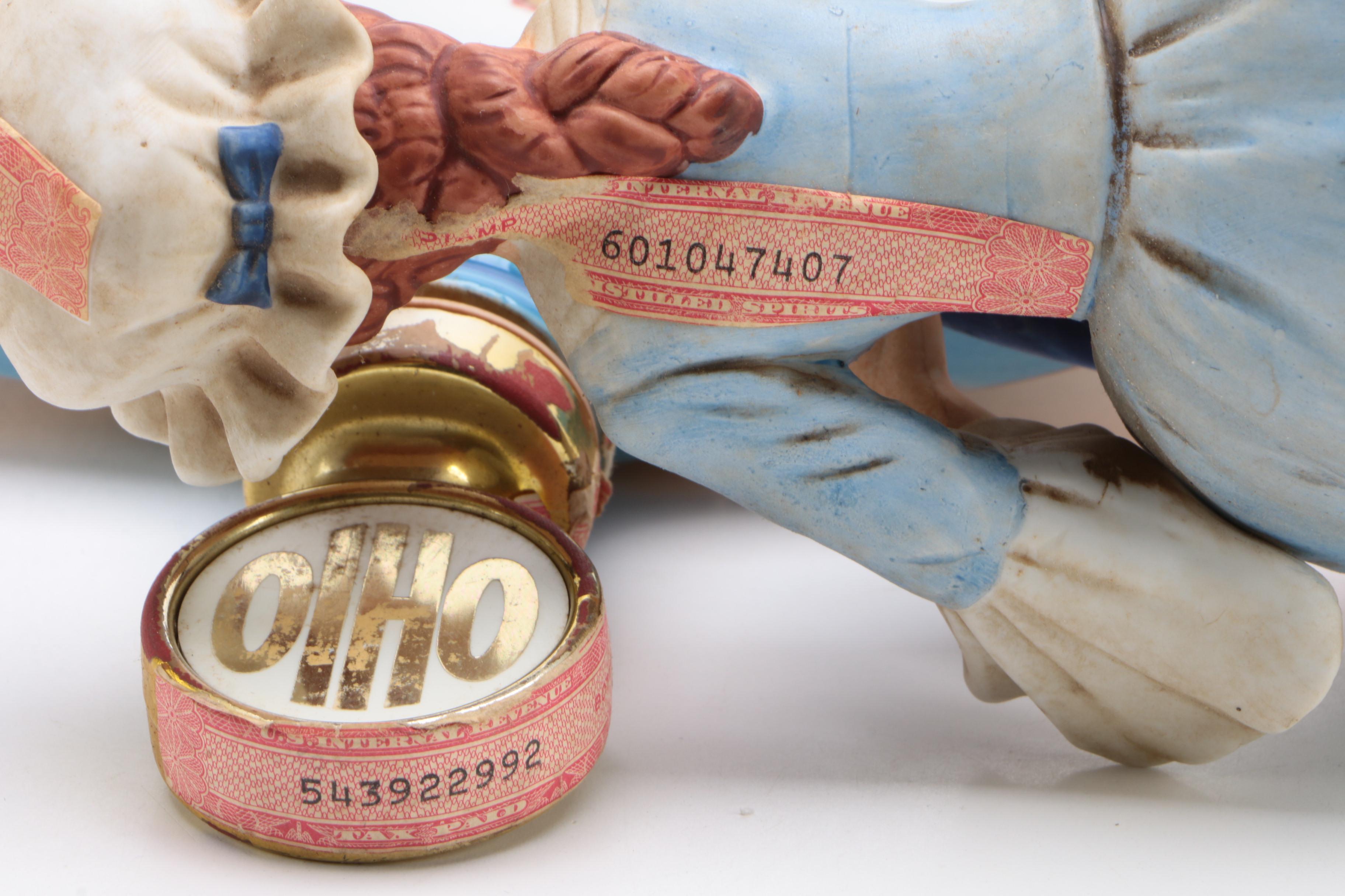 Jim Beam, and McCormick Ceramic Whiskey Decanters with Betsy Ross Sewing Flag