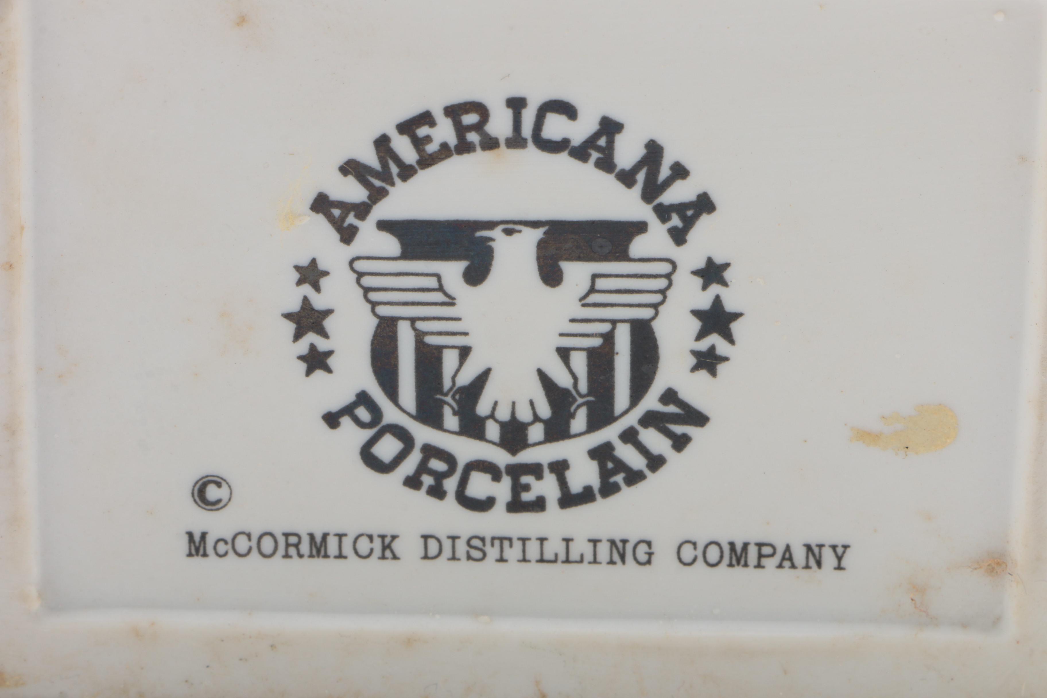 Jim Beam, and McCormick Ceramic Whiskey Decanters with Betsy Ross Sewing Flag