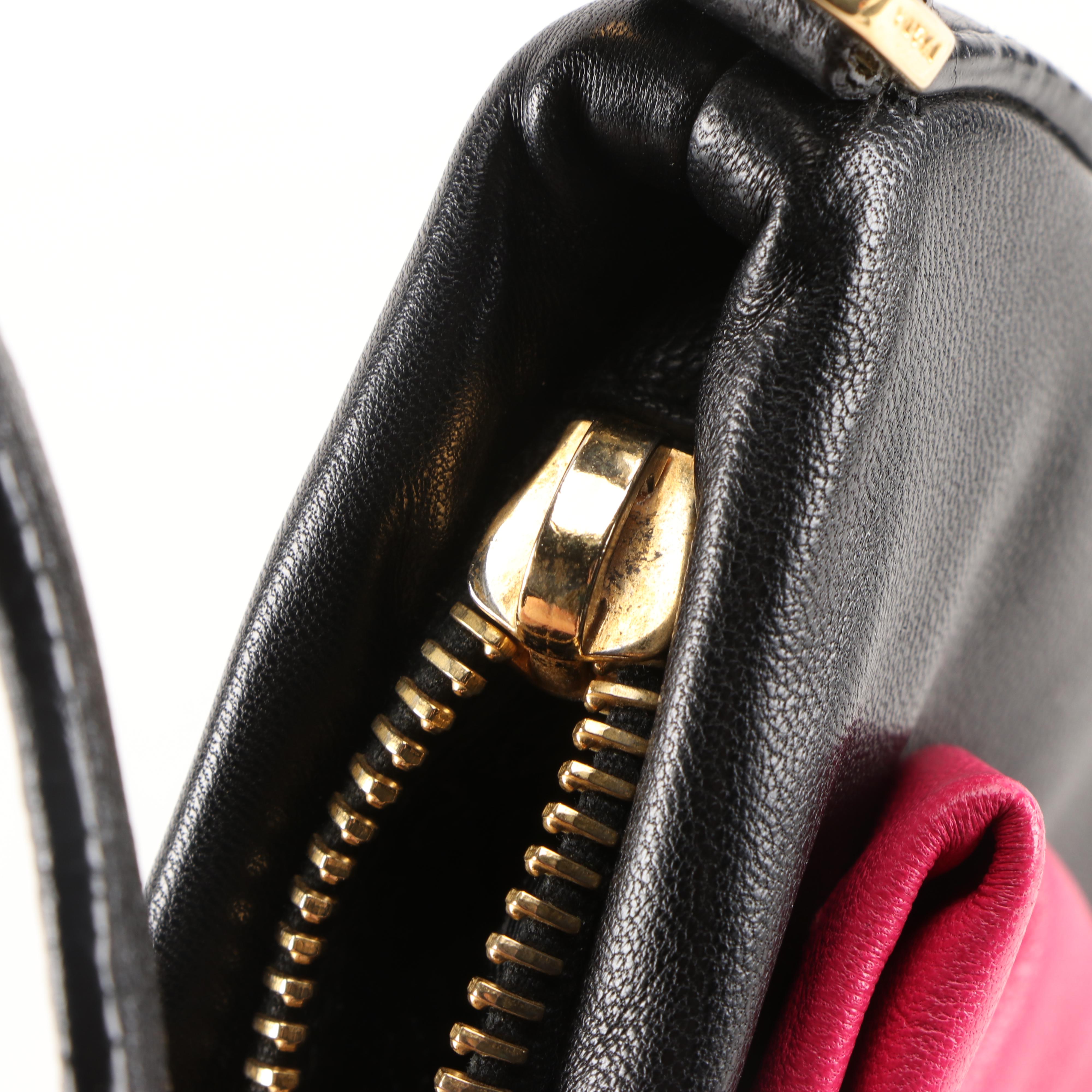Prada Bow Pochette Handbag in Black and Pink Nappa Leather