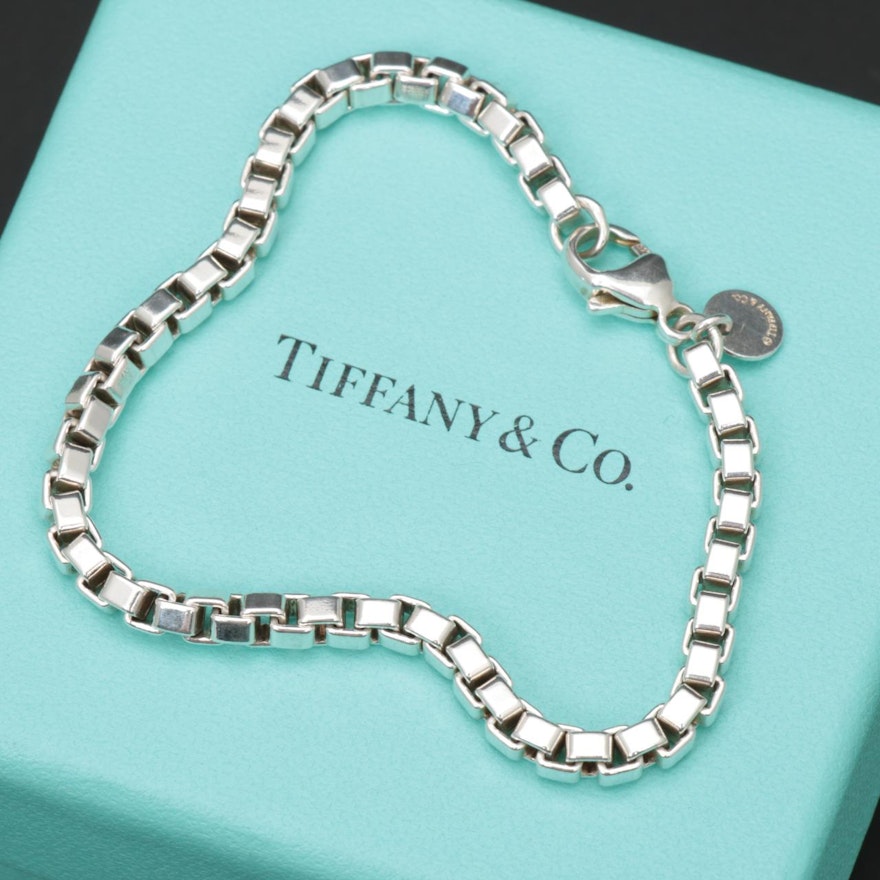 Tiffany & Co Sterling Silver Box Link Bracelet