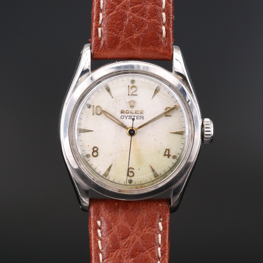 1952 Rolex Oyster Arabic Dial Stainless Steel Wristwatch