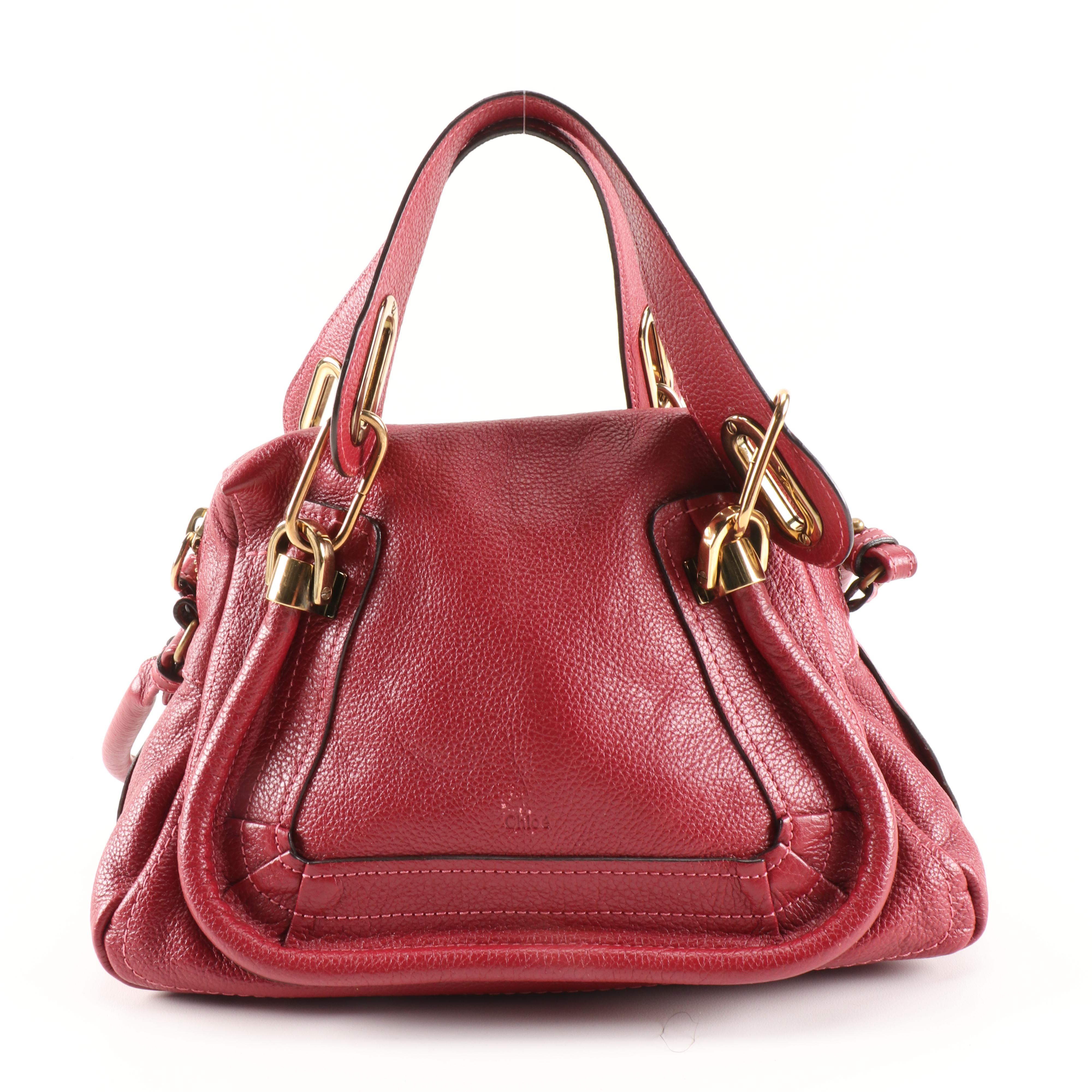 Chloé Small Paraty Bag in Red Pebbled Leather