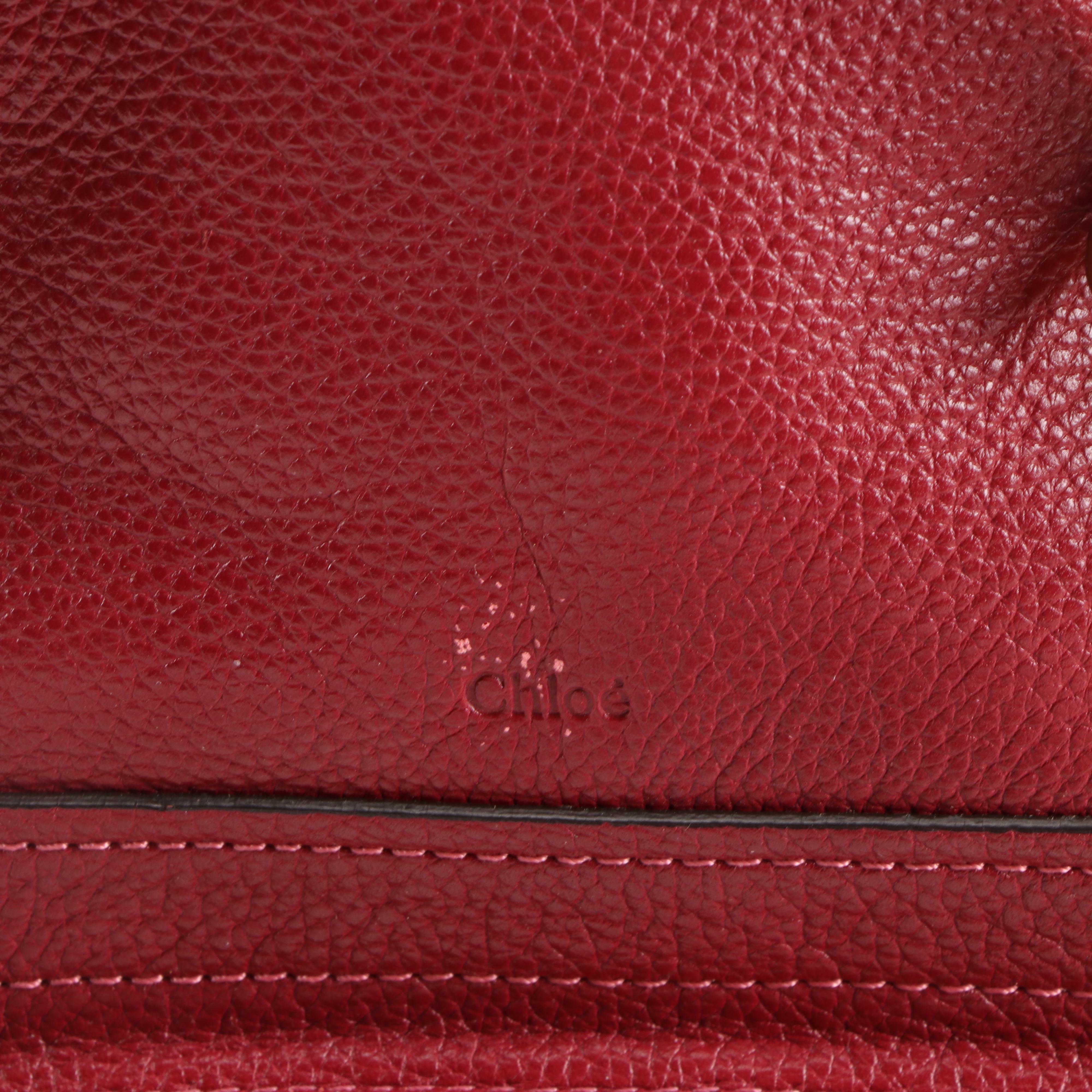 Chloé Small Paraty Bag in Red Pebbled Leather