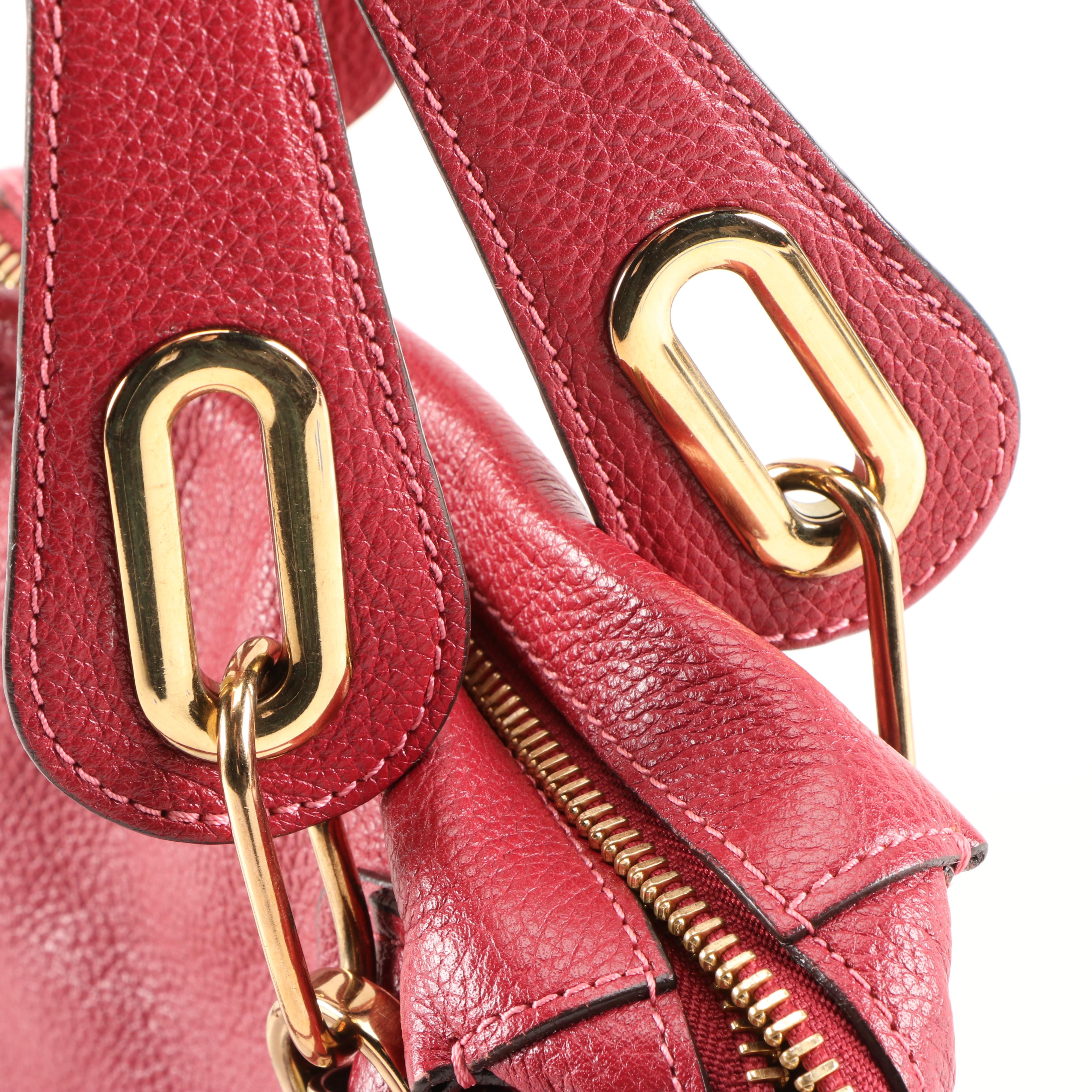 Chloé Small Paraty Bag in Red Pebbled Leather