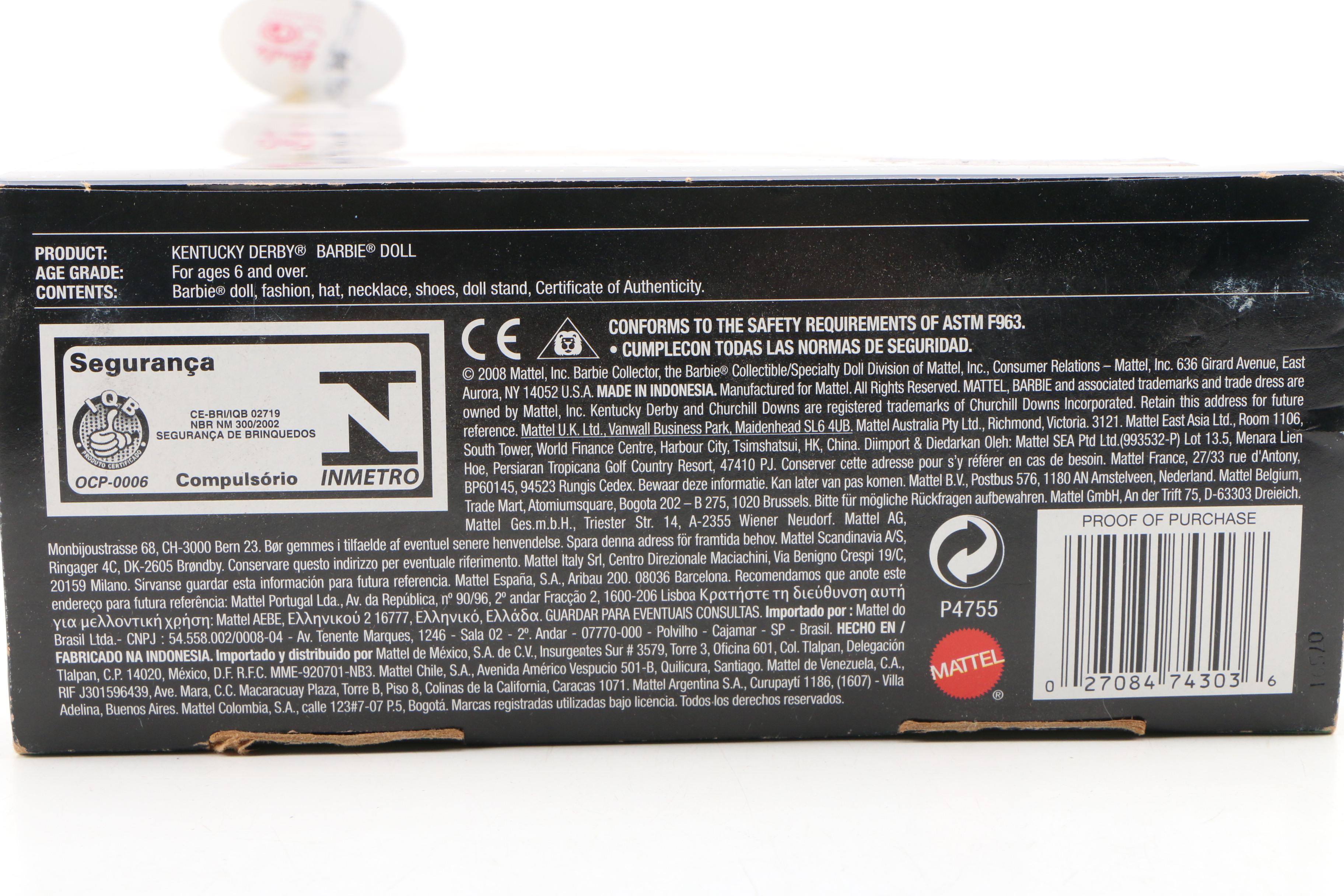 Mattel Pink Label "Kentucky Derby Barbie" Doll in Original Box, 2008