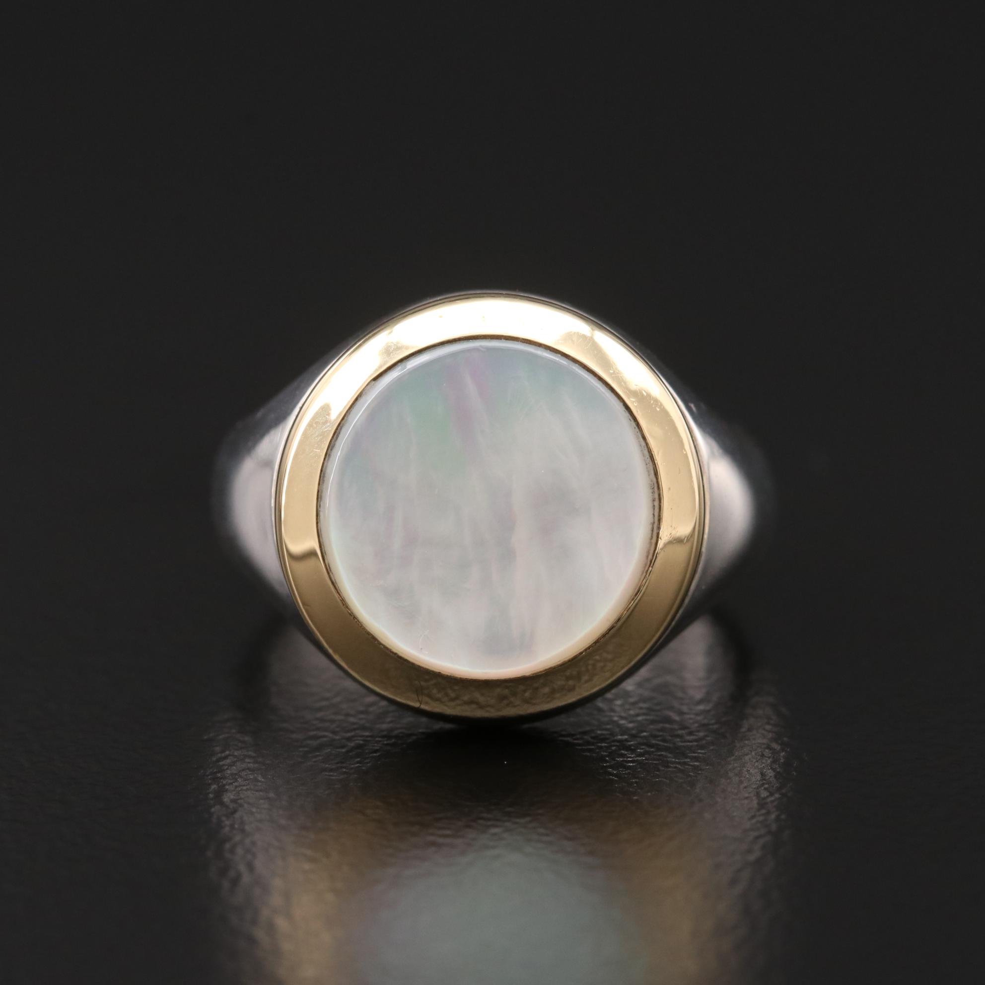 Tiffany & Co. Sterling Mother of Pearl Ring with 18K Accents